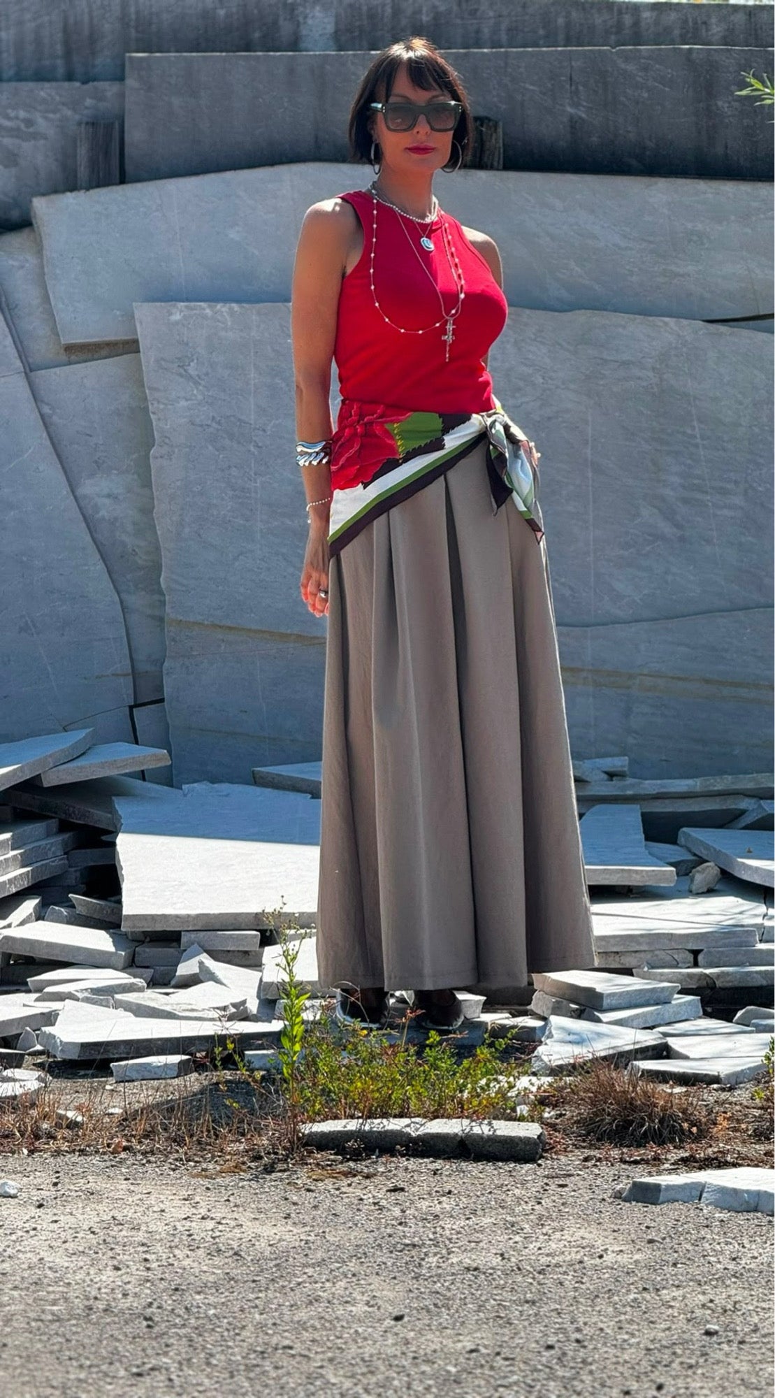 Pants Lucca incl scarf taupe