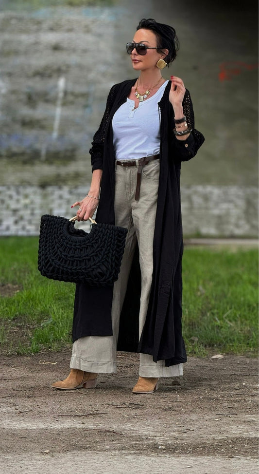 Dress/jacket linen crochet