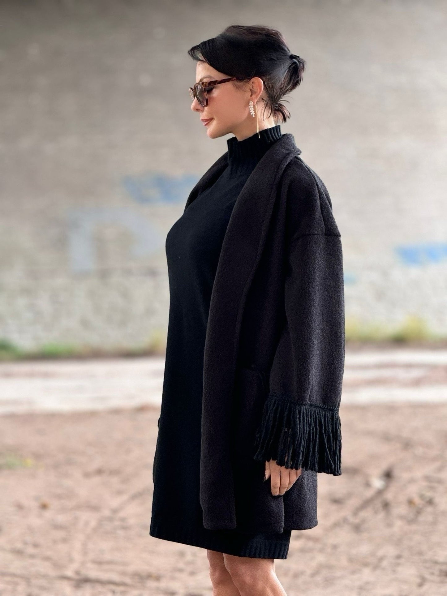 Jacket Noor fringes black