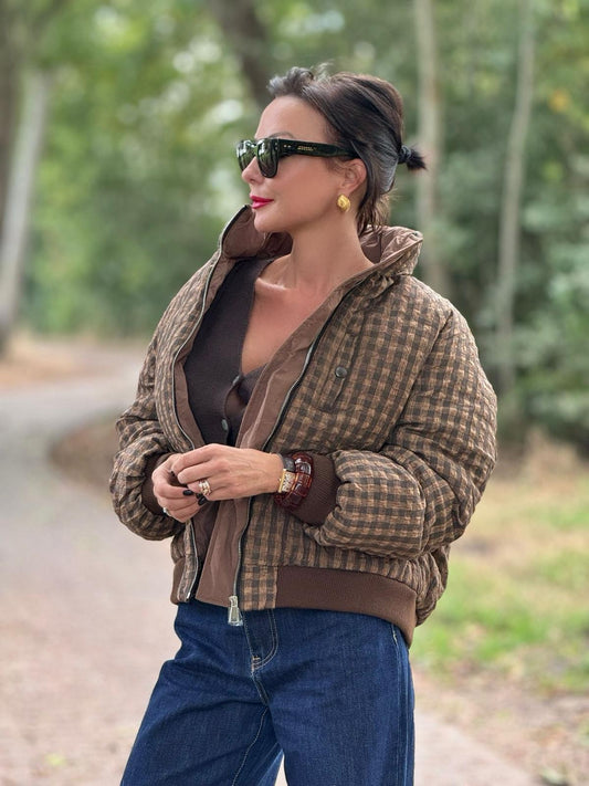 Jacket puffer tartan