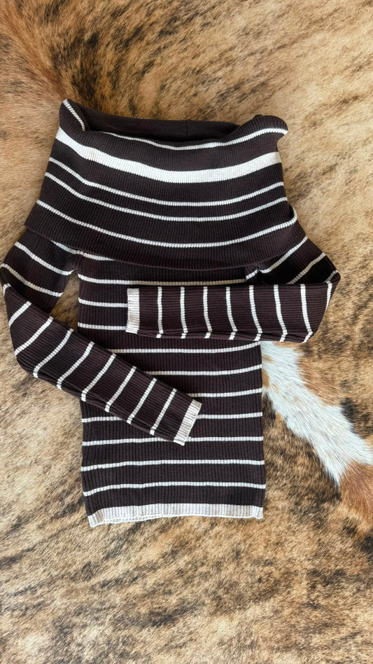 Pull bateau striped brown