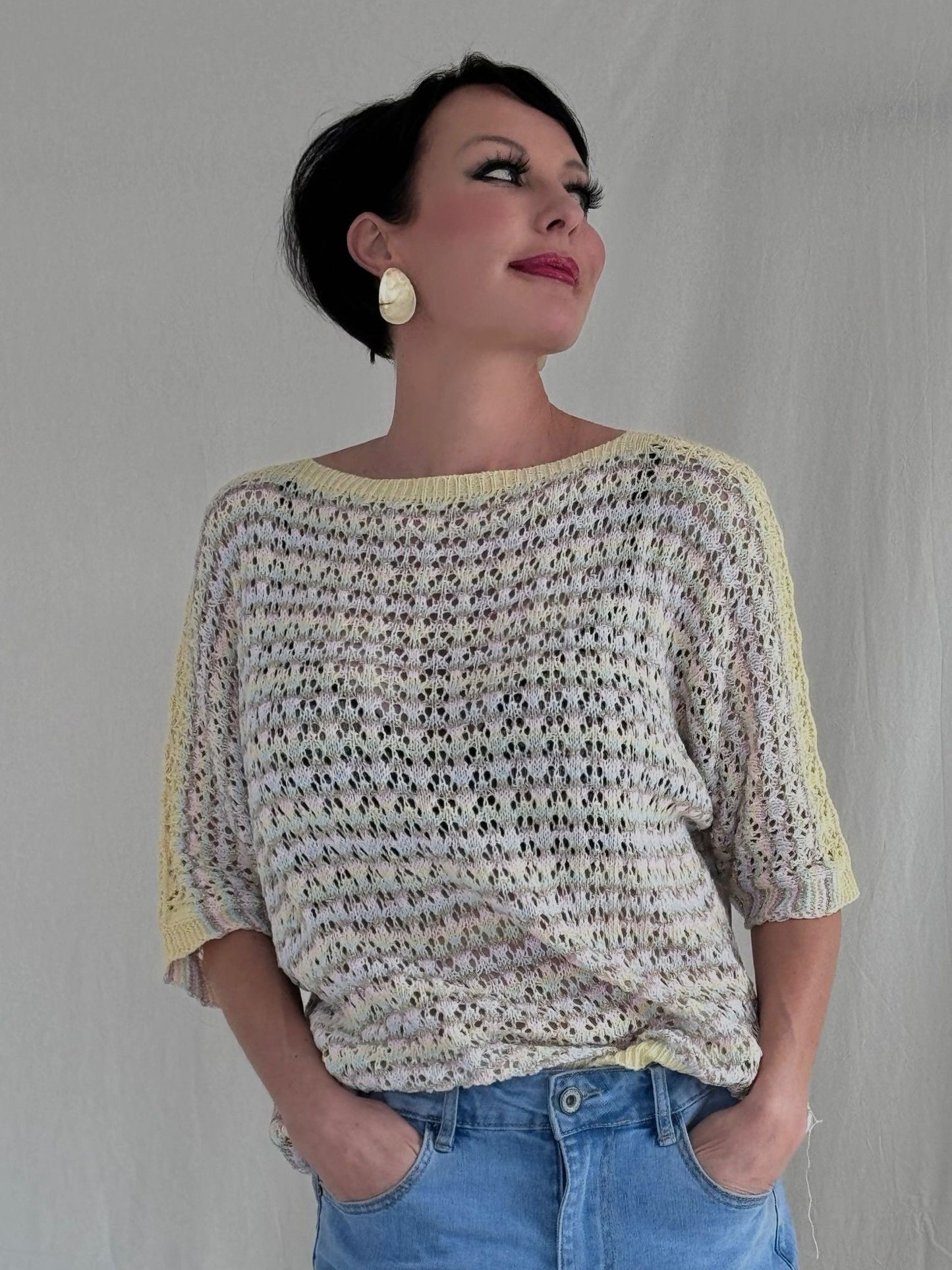 Pull crochet pink tinted
