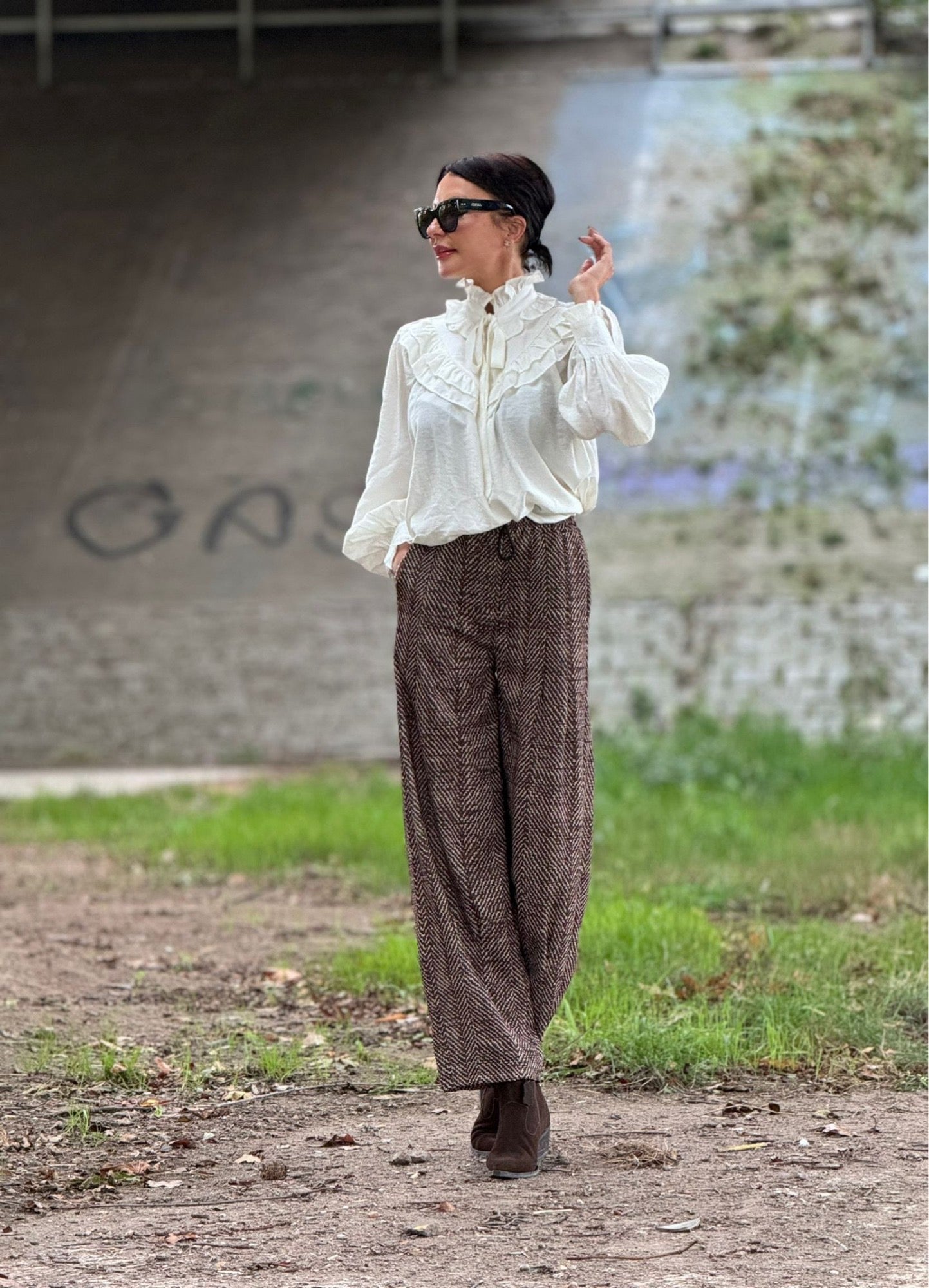 Chemisier Vera à volants blanc