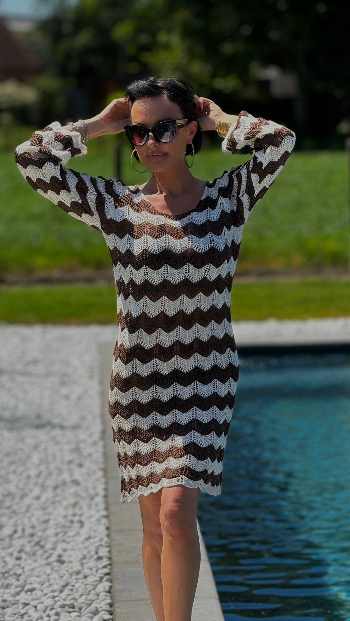 Dress beach brown striped