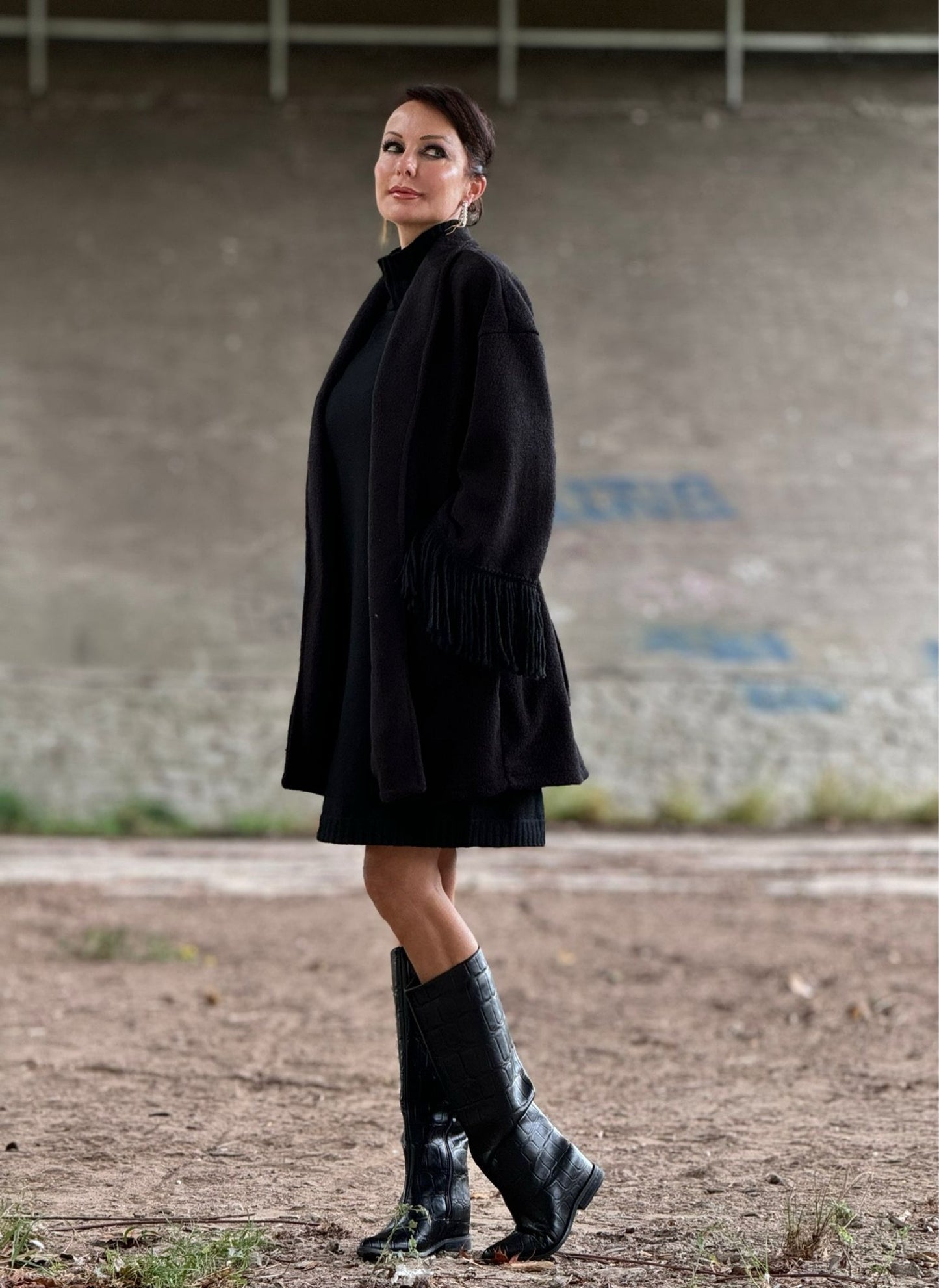 Jacket Noor fringes black