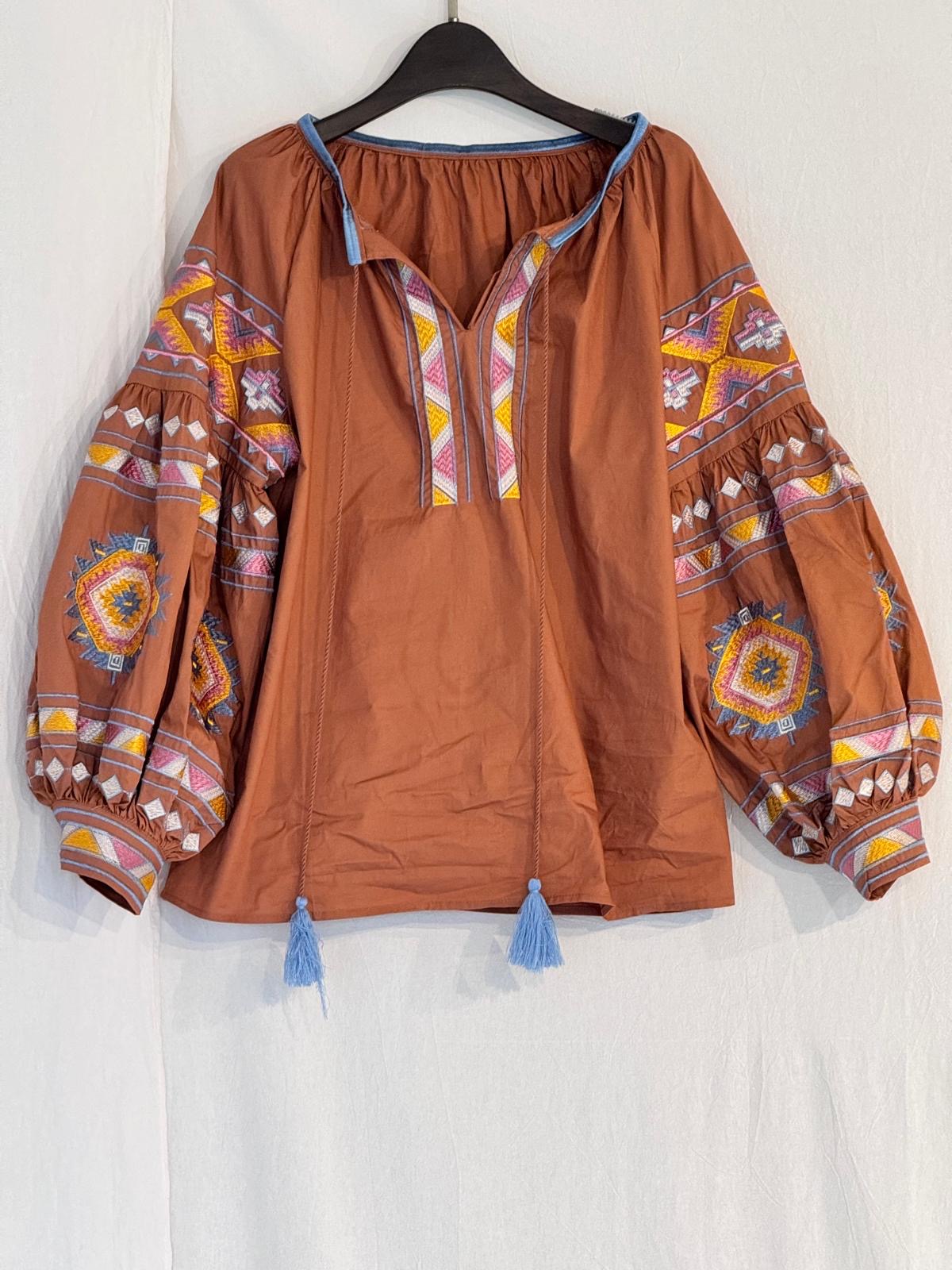 Blouse aztec cotton caramel