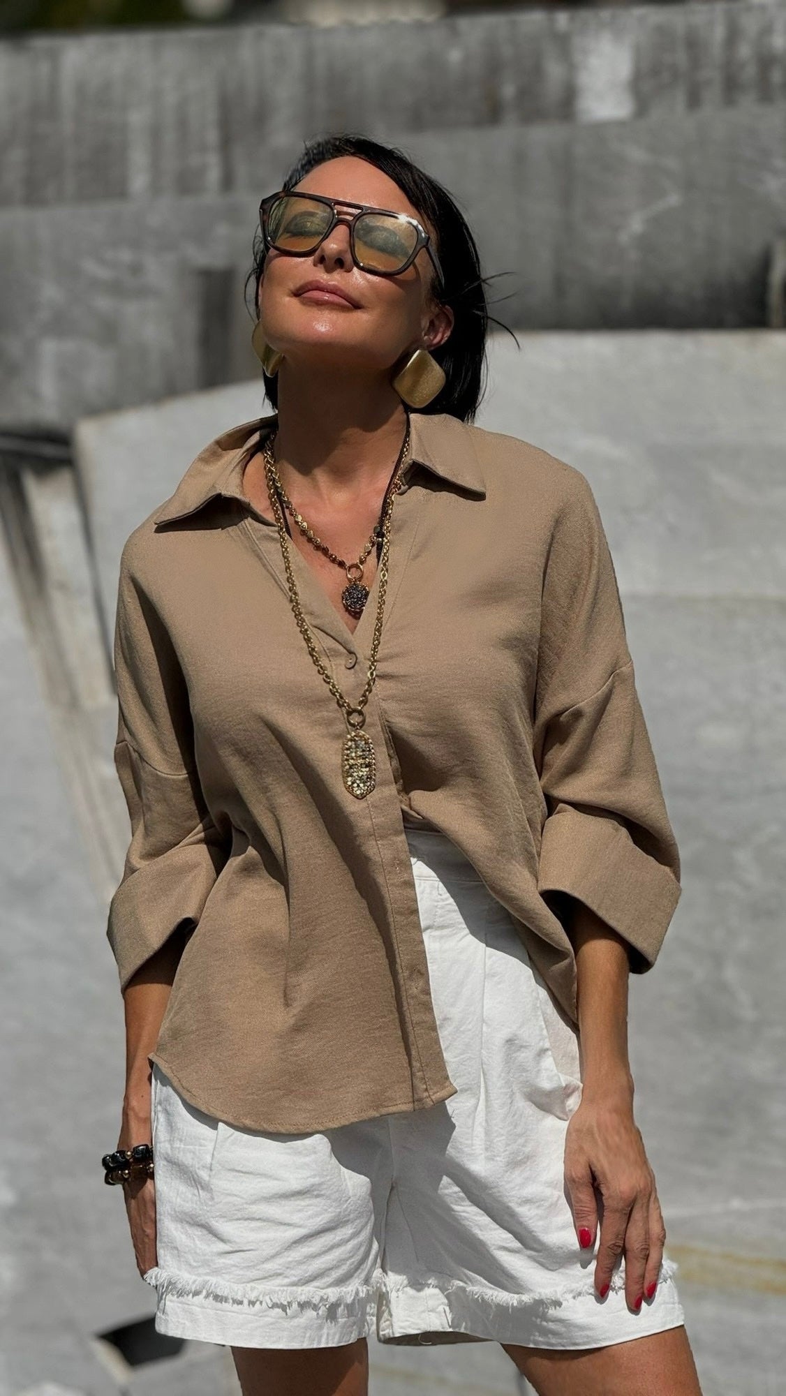 Blouse claire uni camel