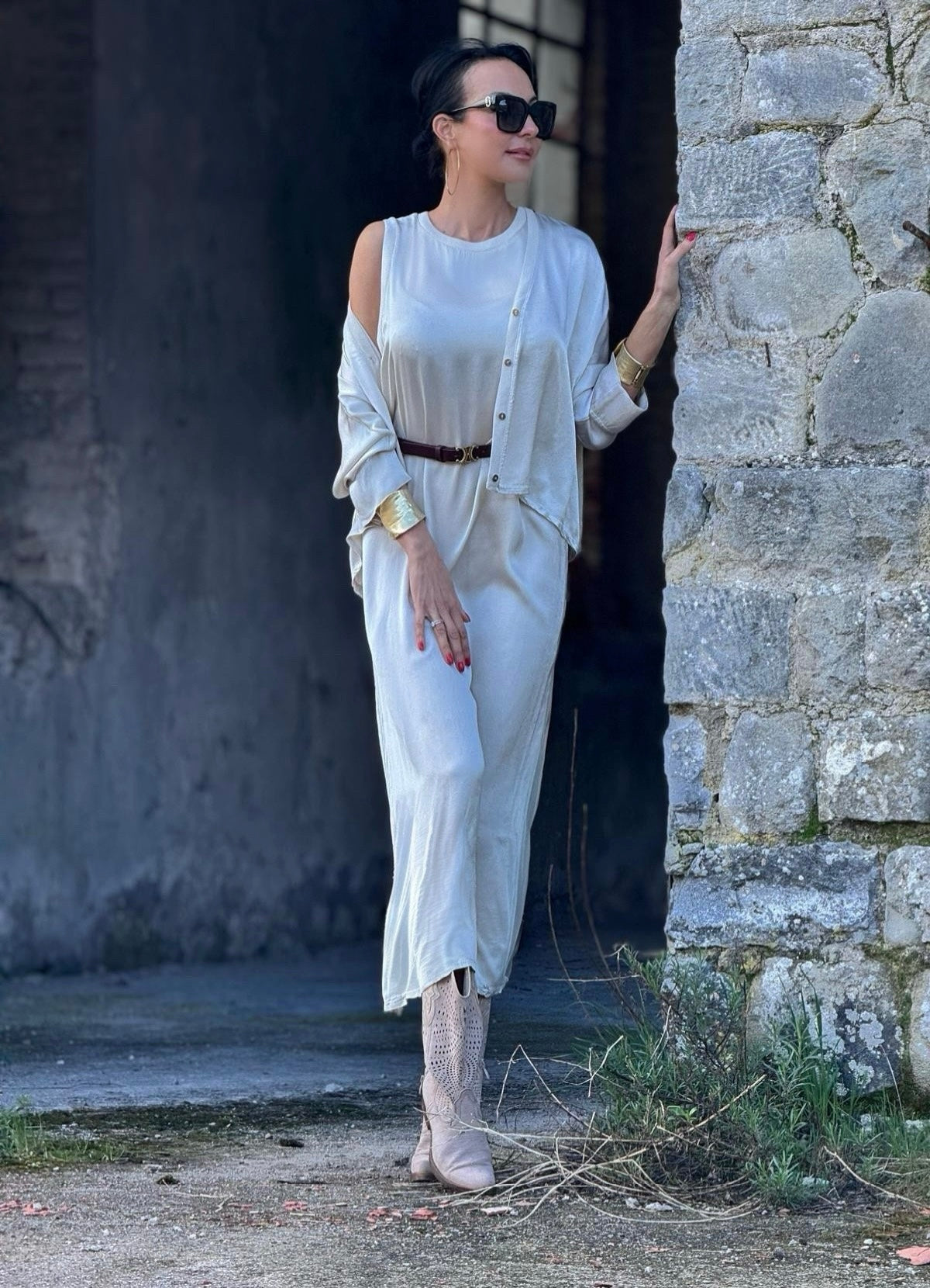 Blouse Orion satin grege