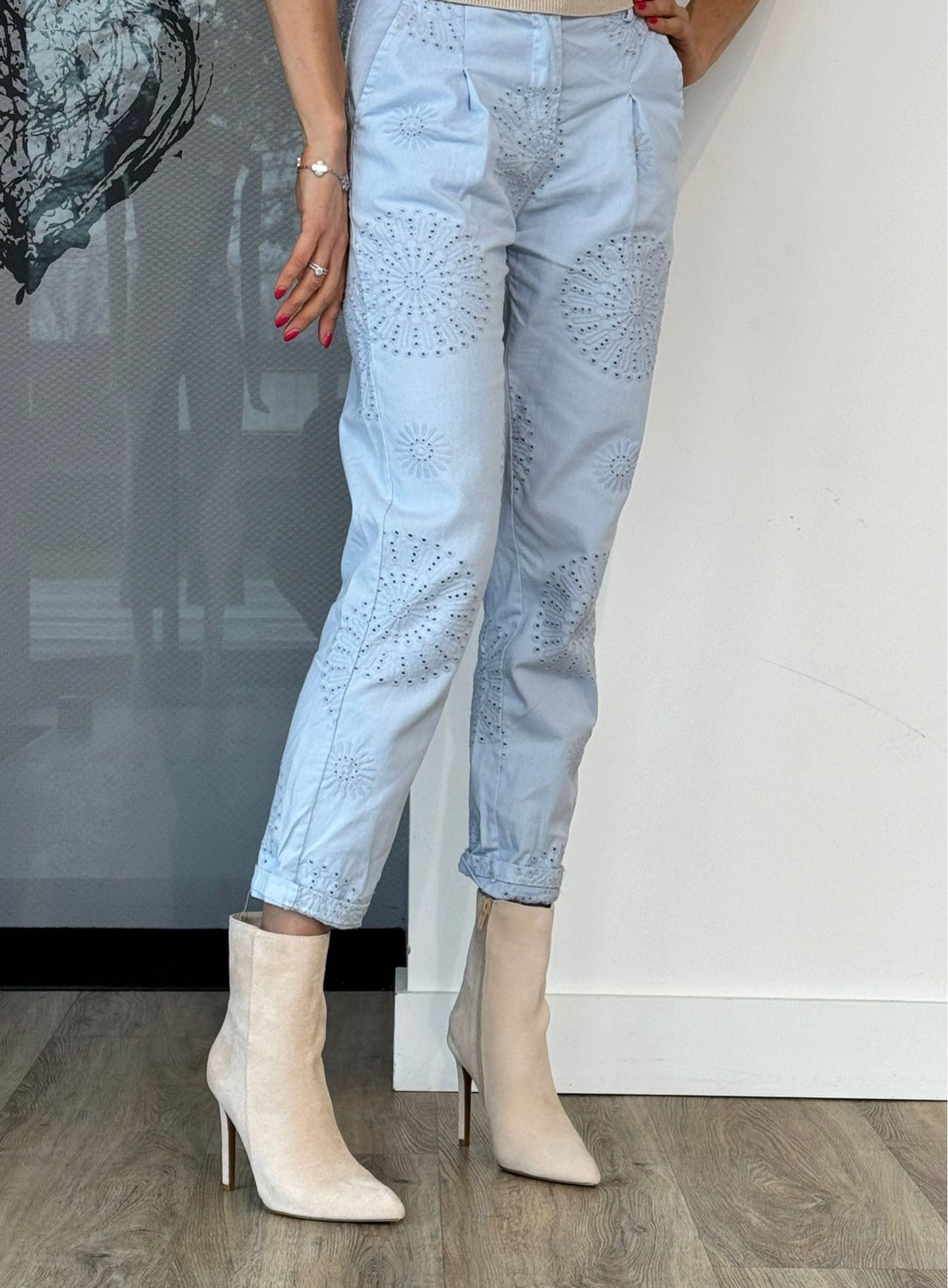 Pants broderie blue