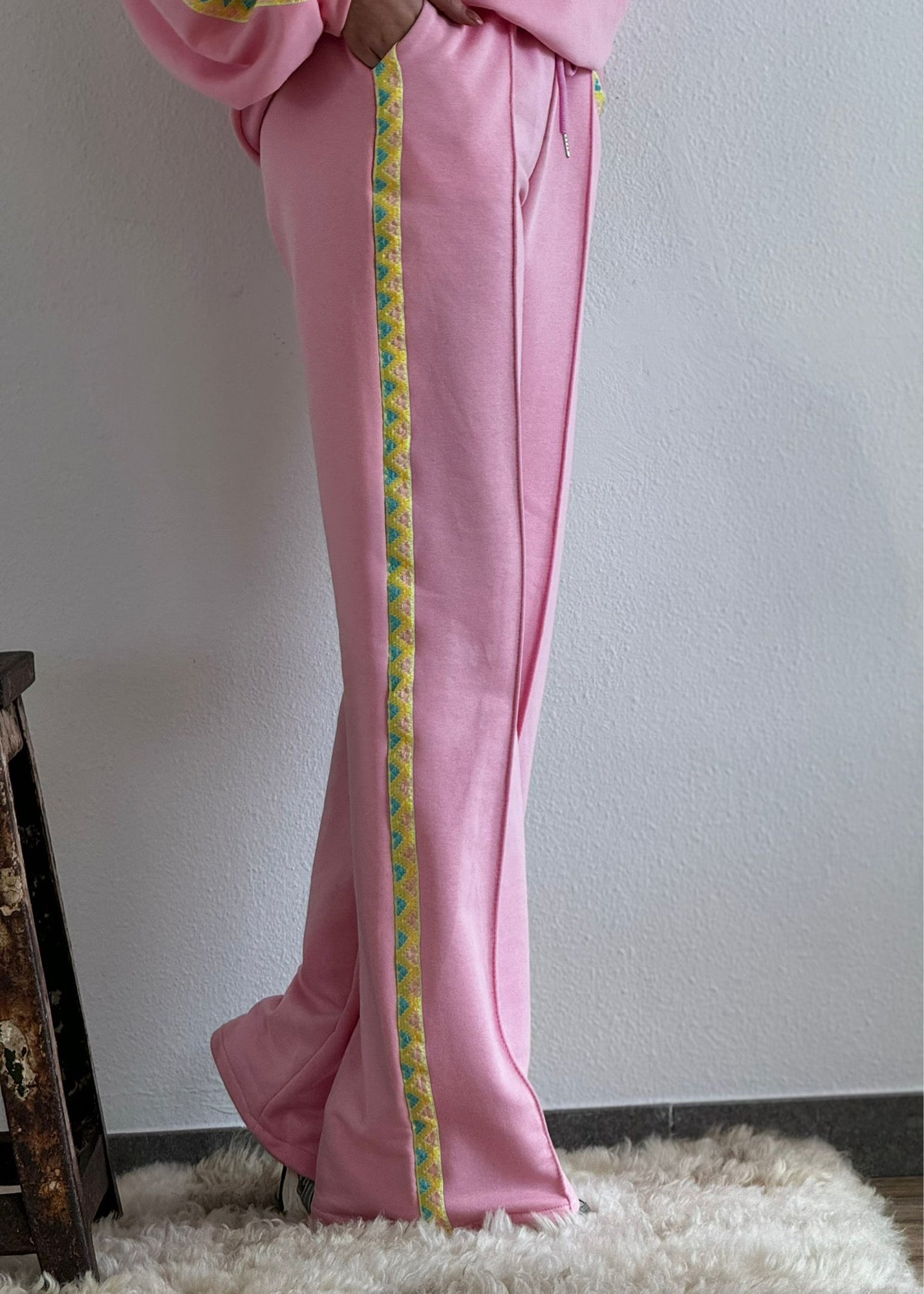 Pants track aztec pink