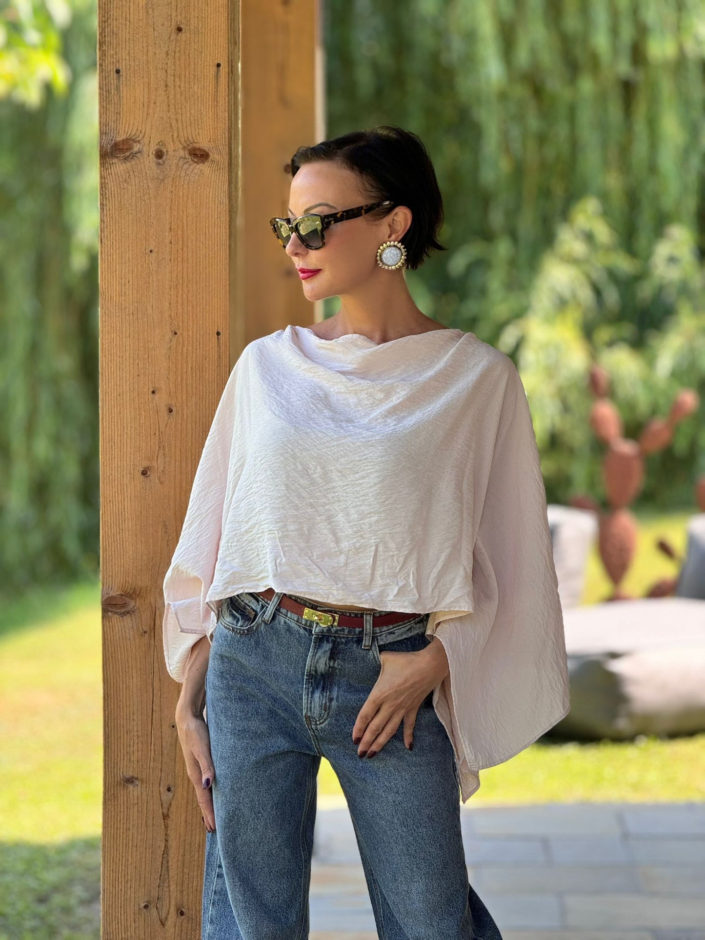 Blouse Leave powder pink