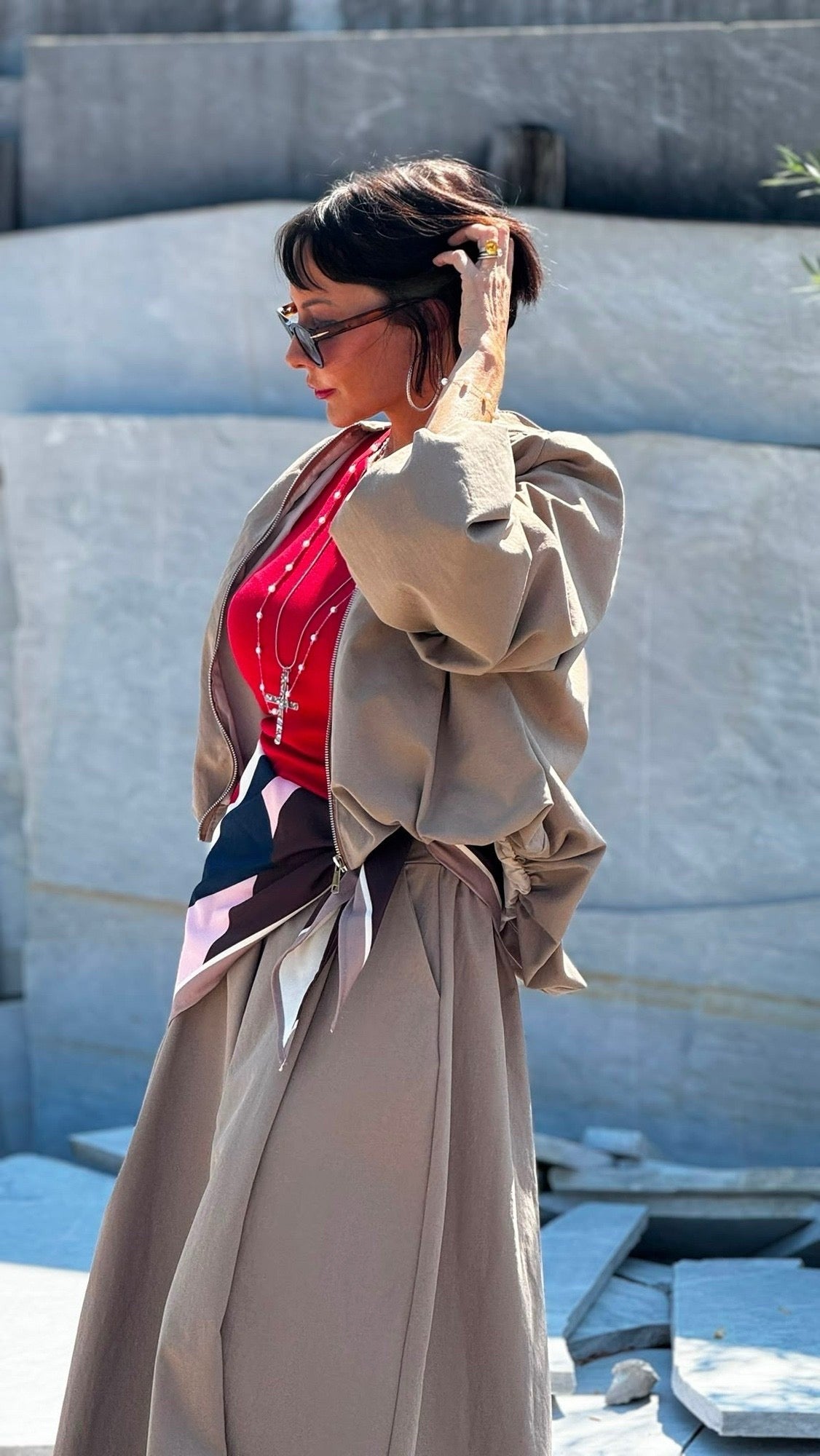 Jacket Lucca incl scarf taupe