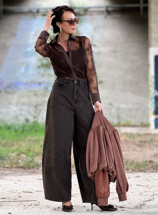 Blouse Lola lace choco