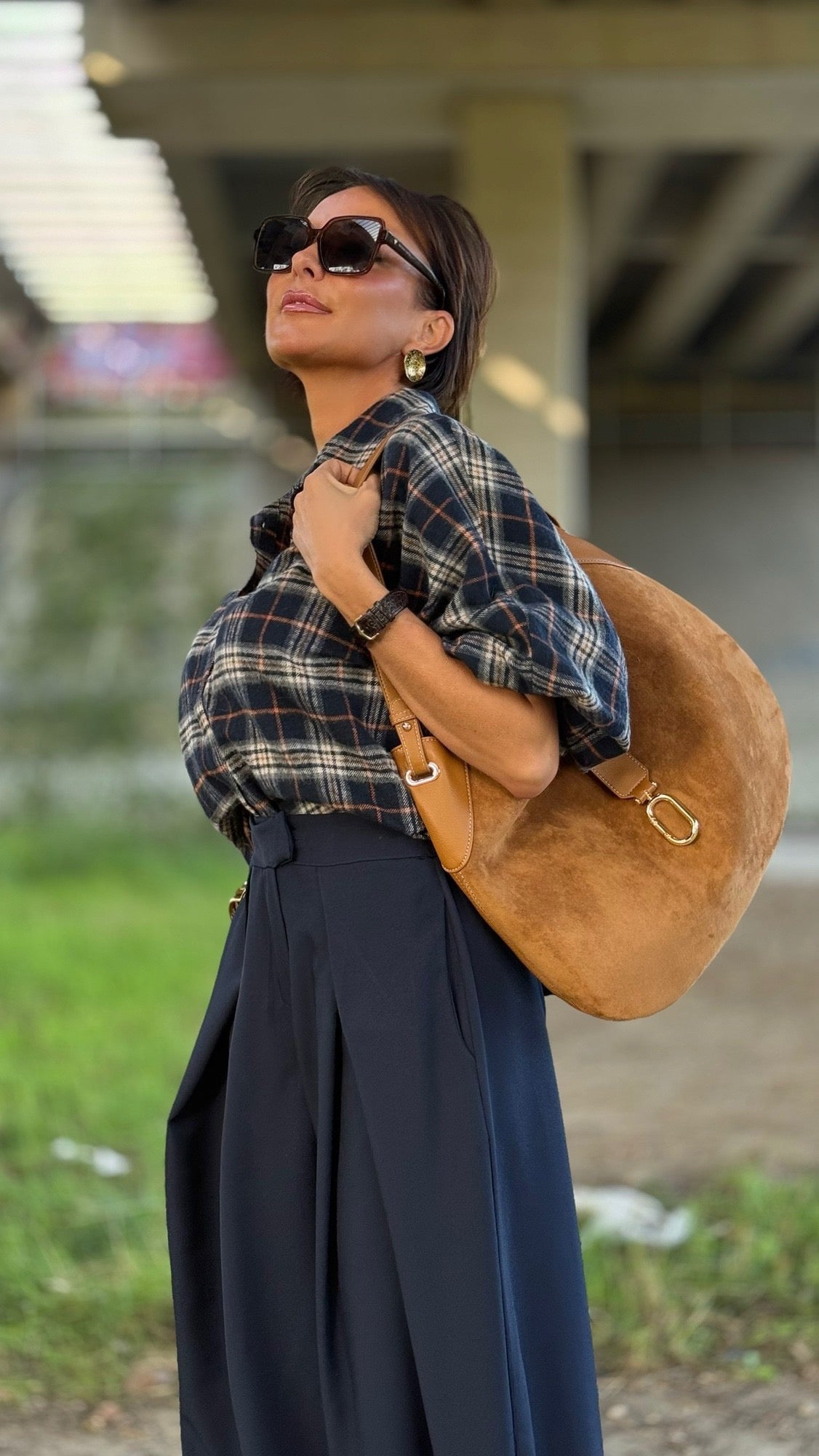 Blouse Tartan camel
