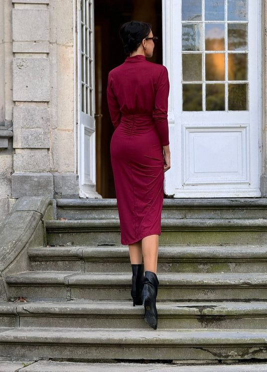 Robe Rosalind longue bordeaux