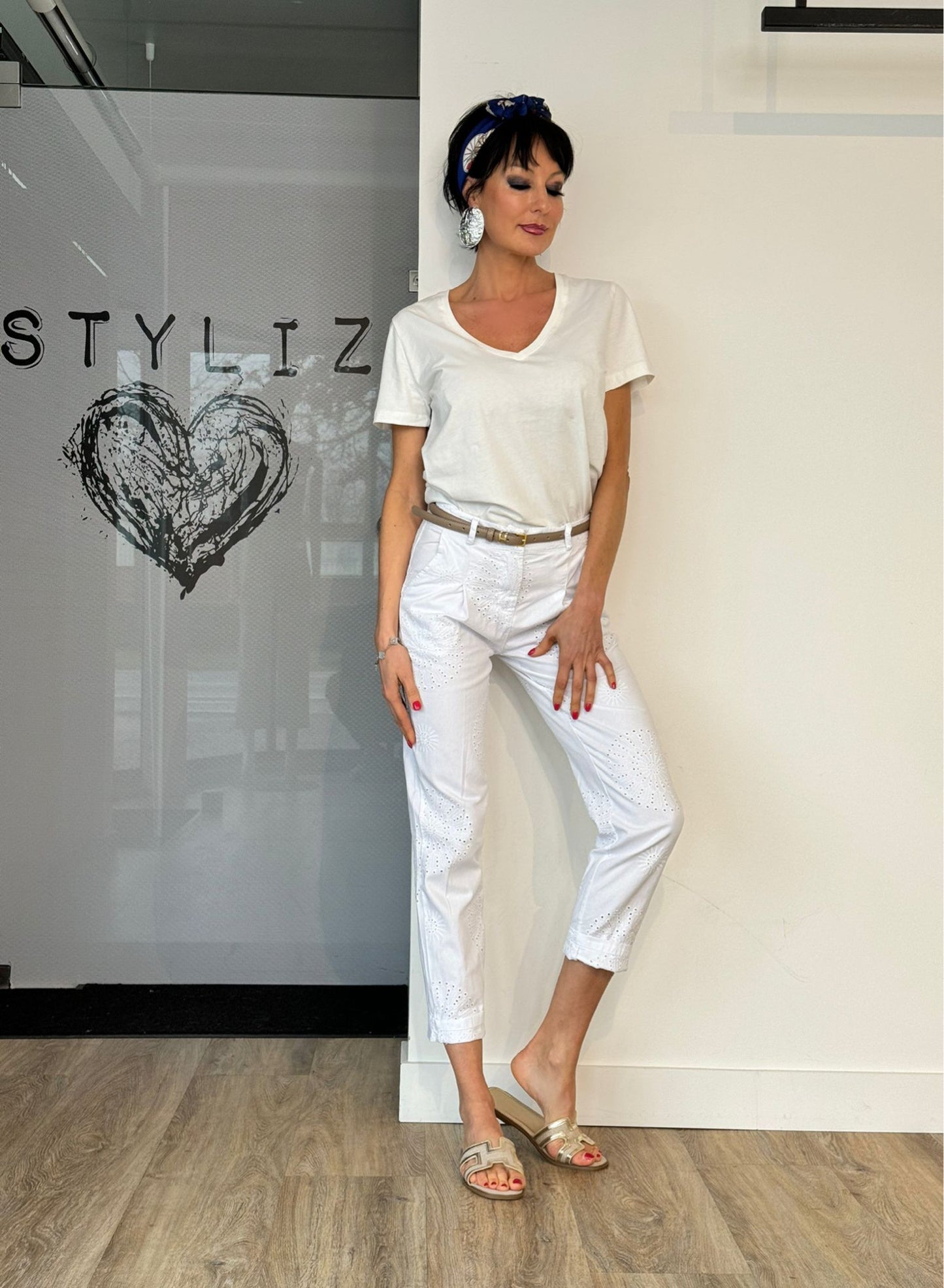 Pantalon broderie blanc