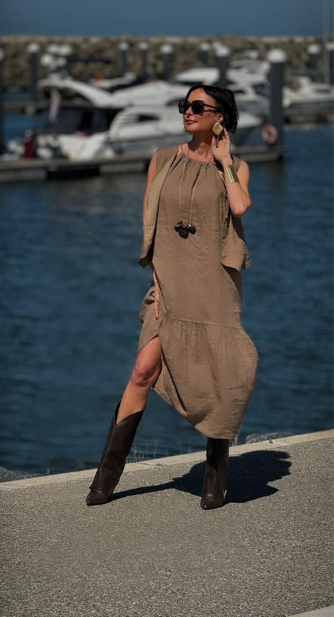 Dress Ina linen camel