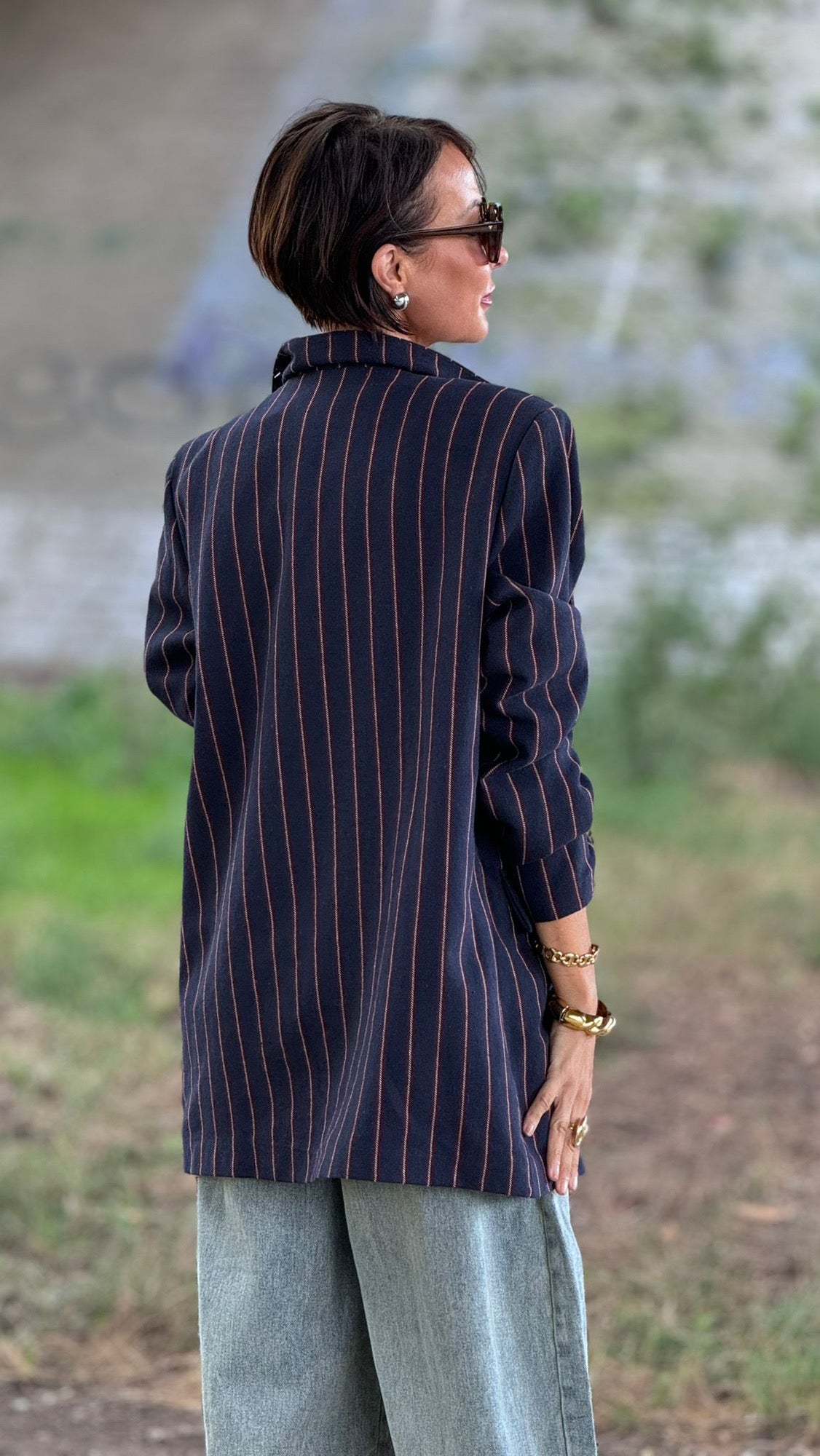 Blazer Leona rayé bleu