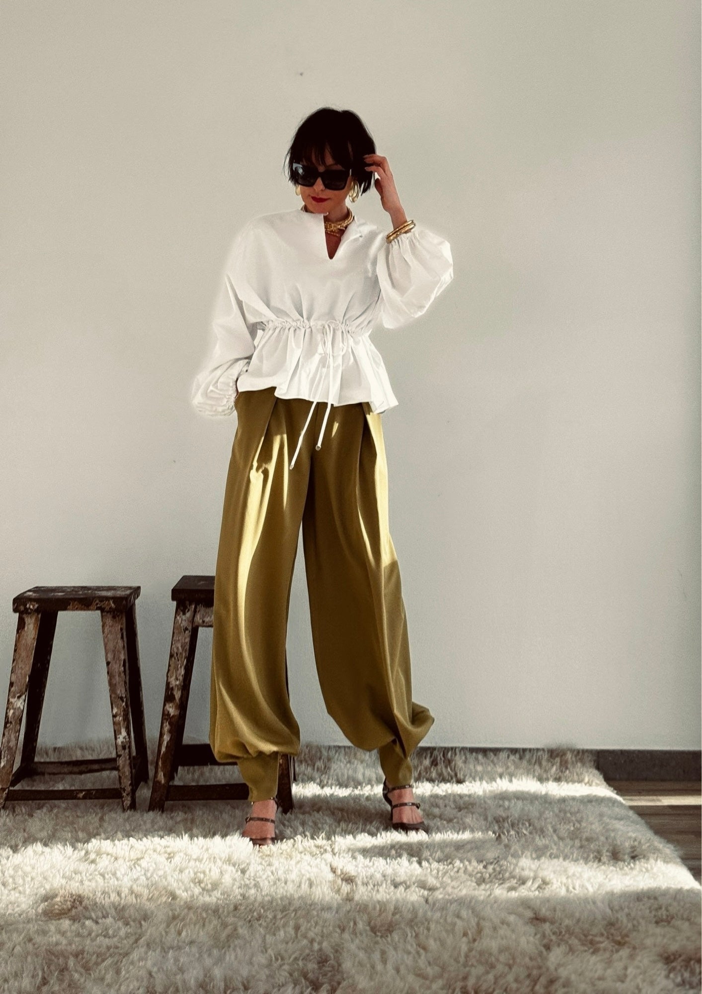Pants Winona cuffed verde