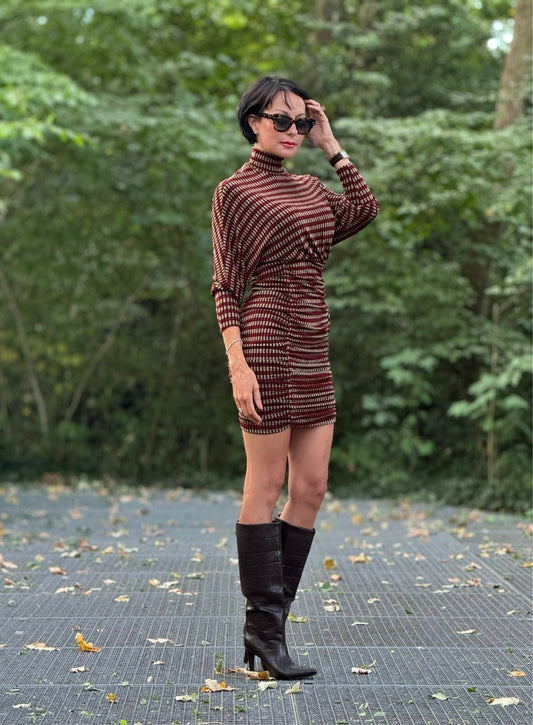 Robe Vivienne rayée bordeaux
