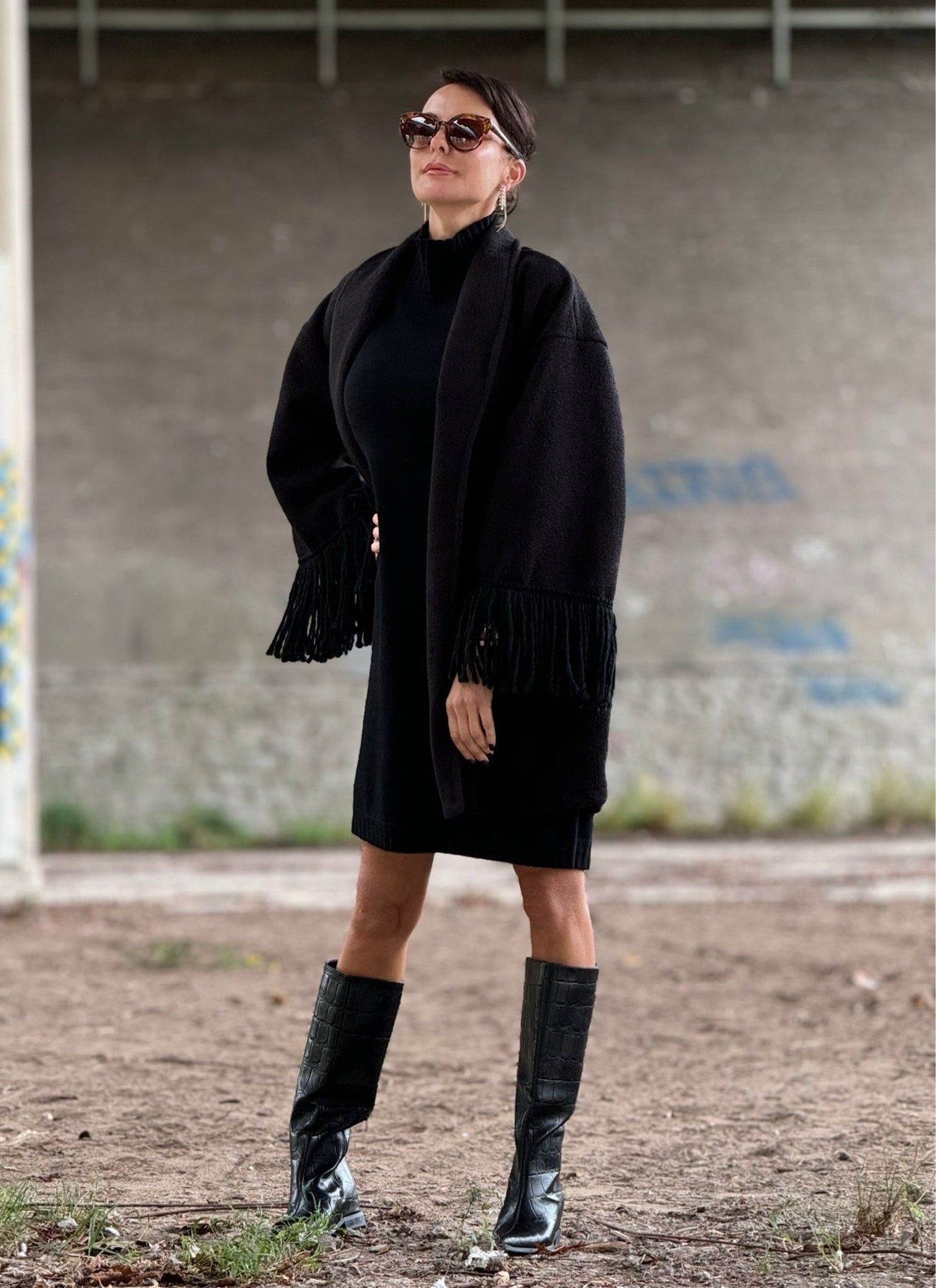 Jacket Noor fringes black