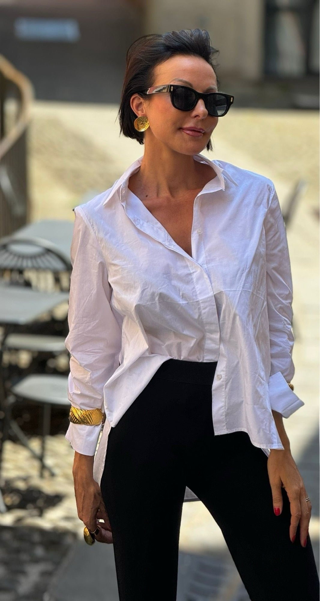 Blouse capri cotton white