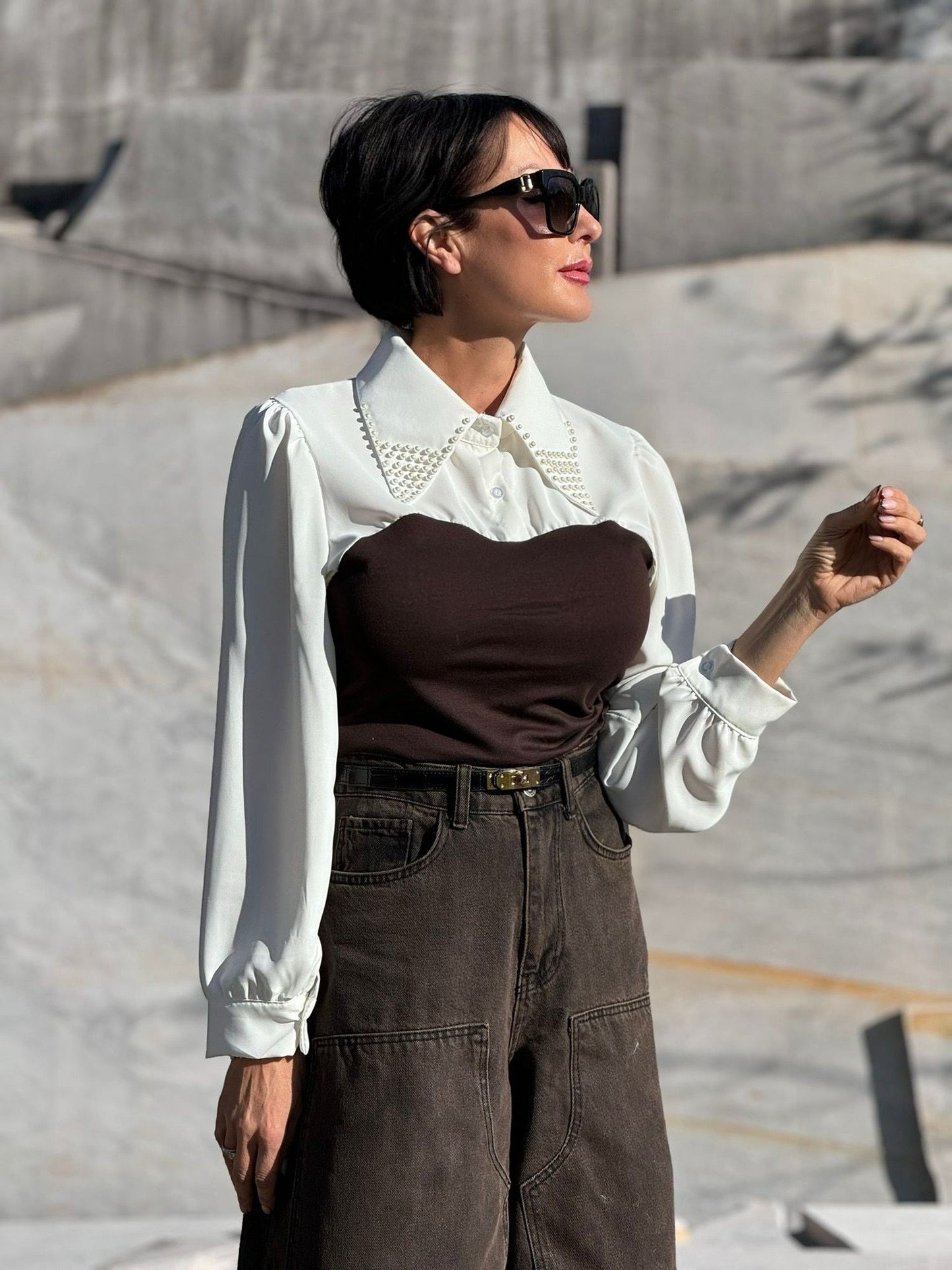 Tirer Ava blanc/brun