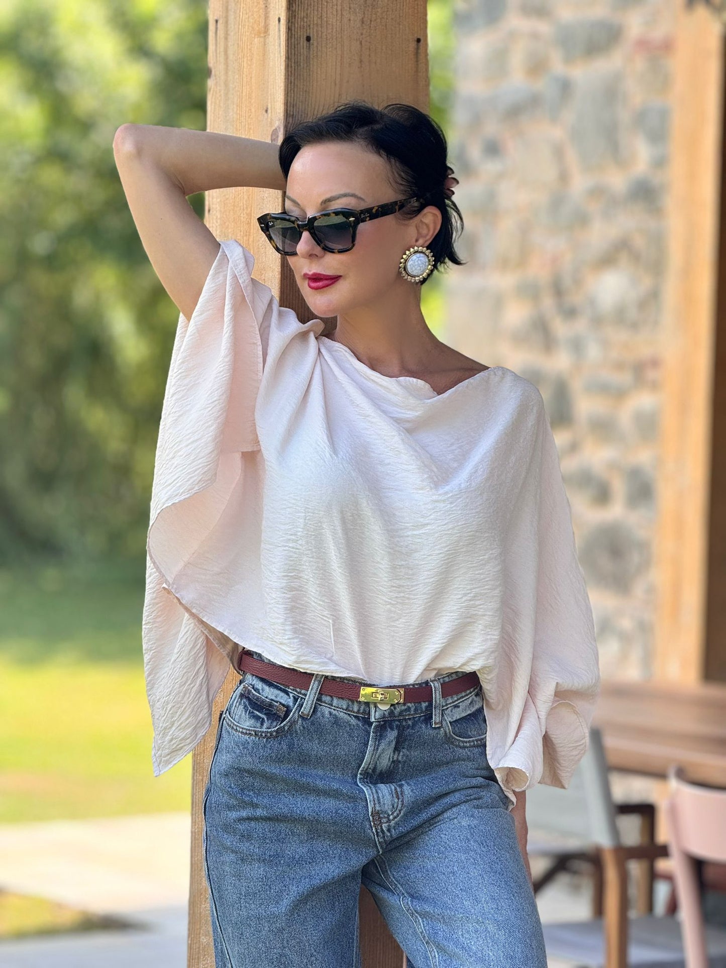 Blouse Leave powder pink
