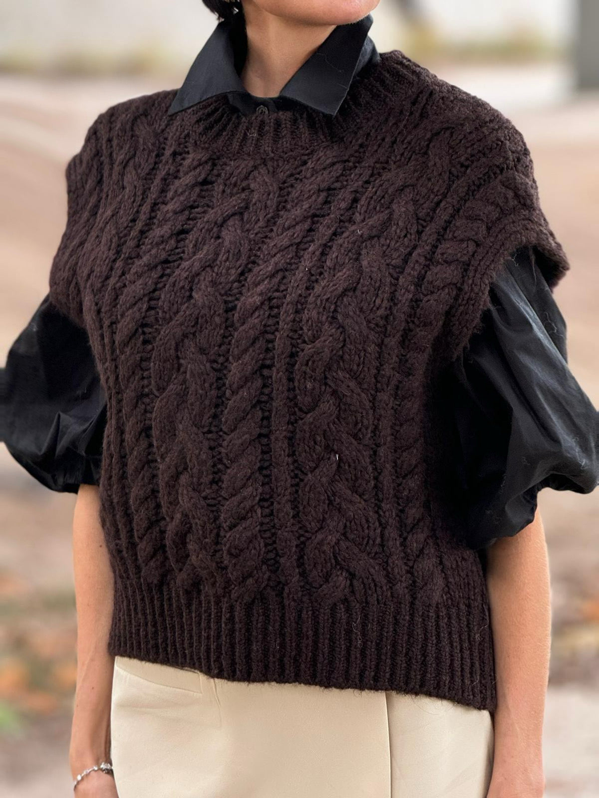 Pull Crystal cable brown