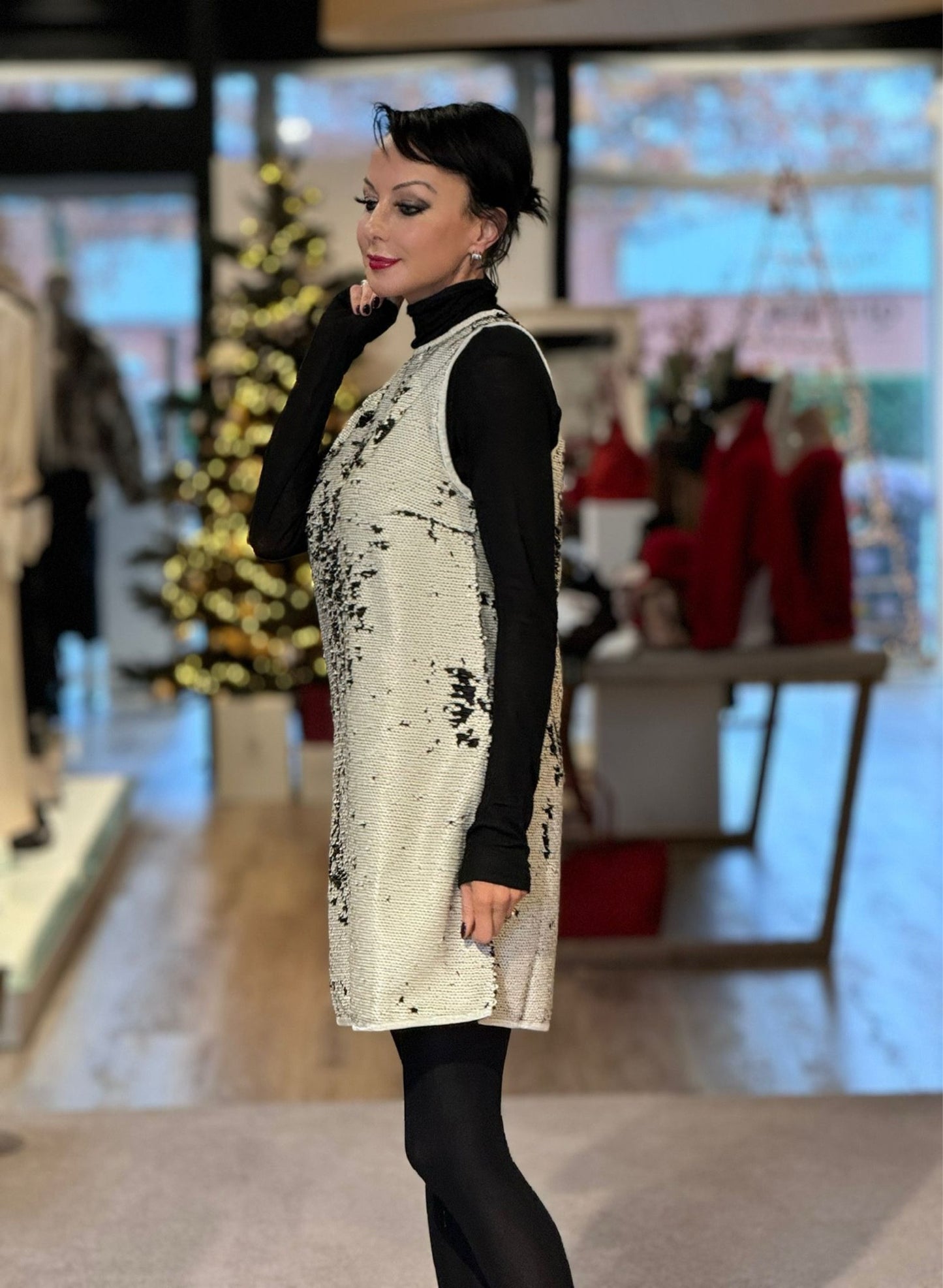 Robe Nevada paillettes crème