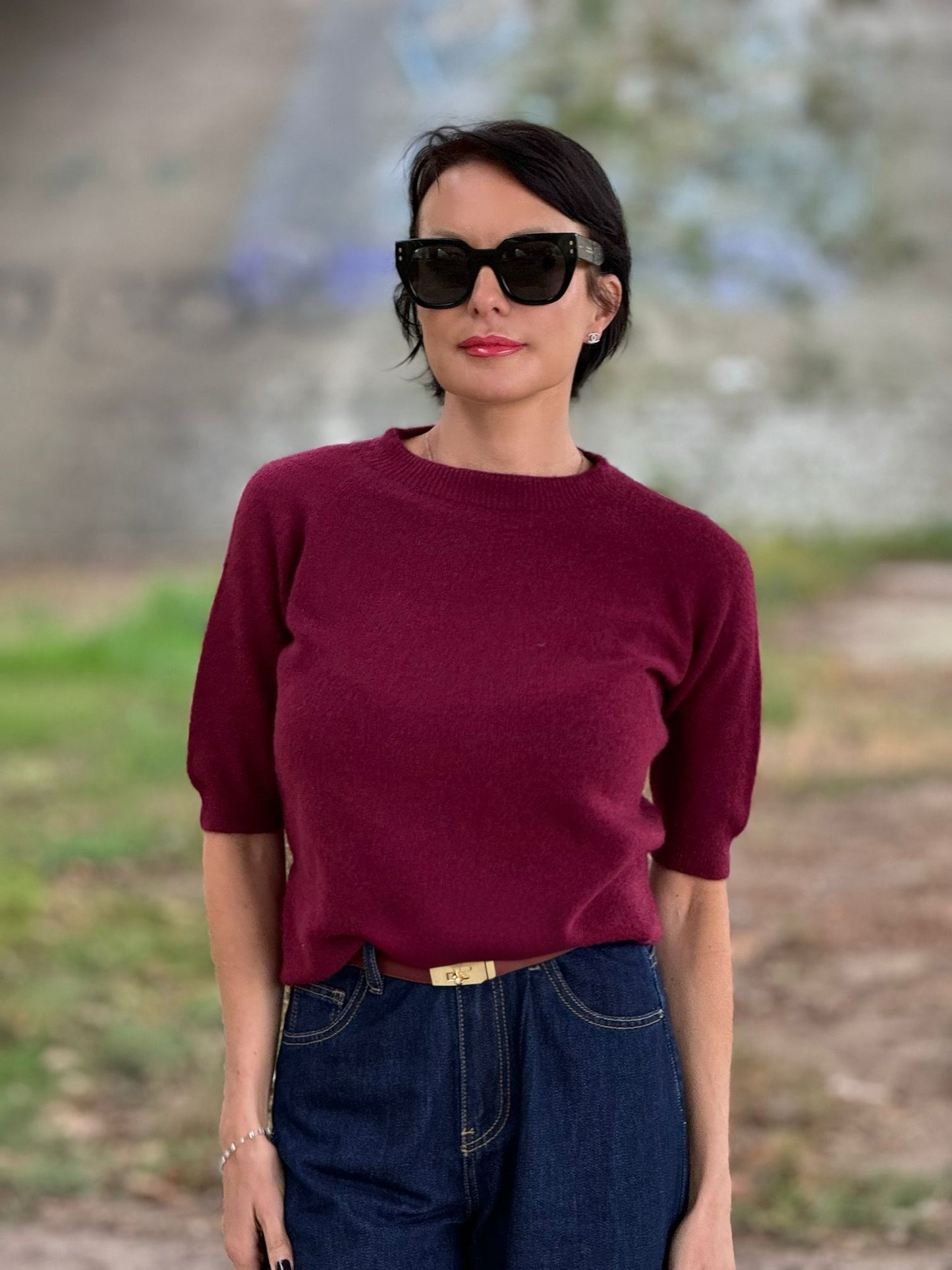 Pull Camille burgundy