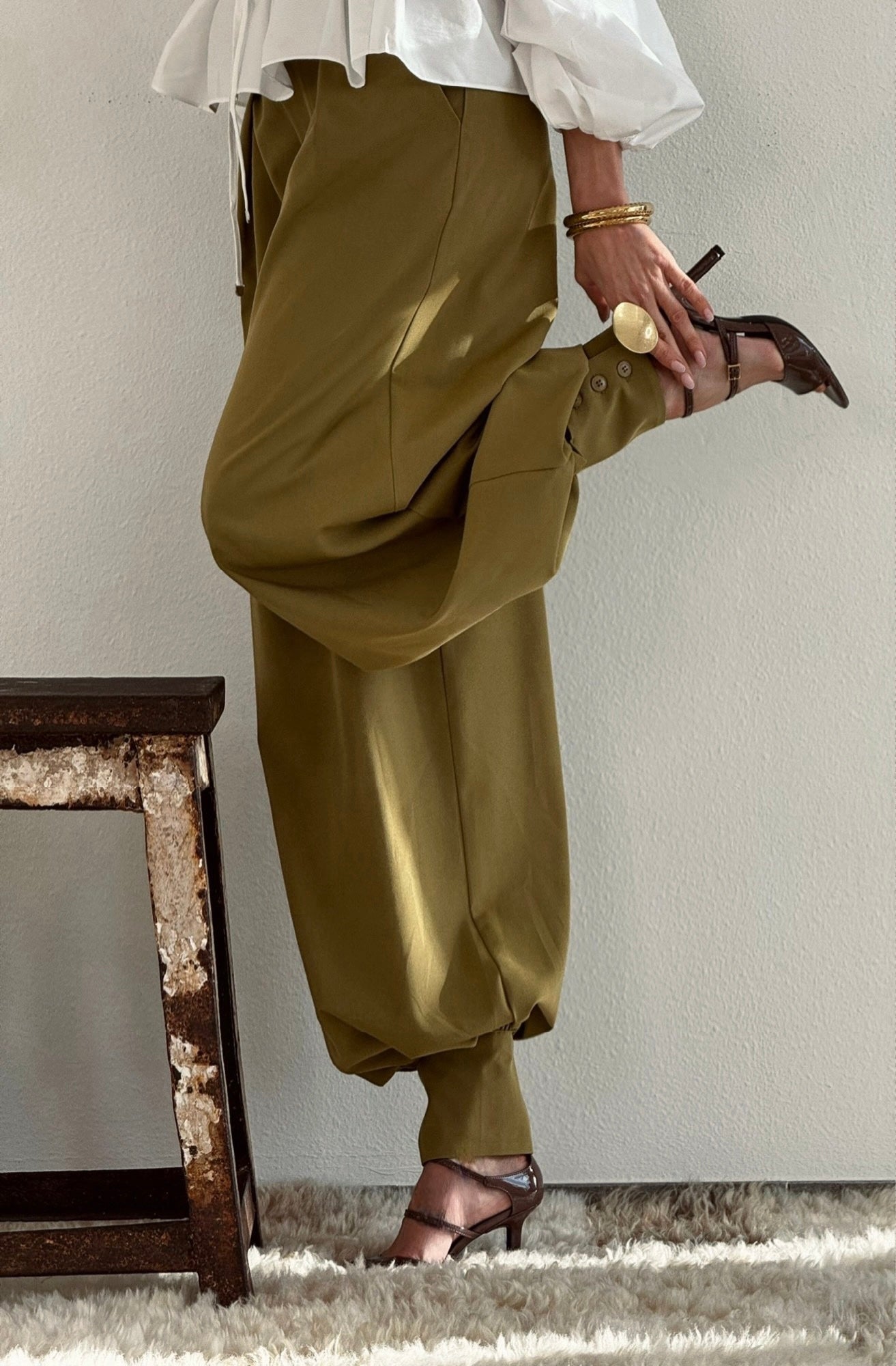 Pants Winona cuffed verde