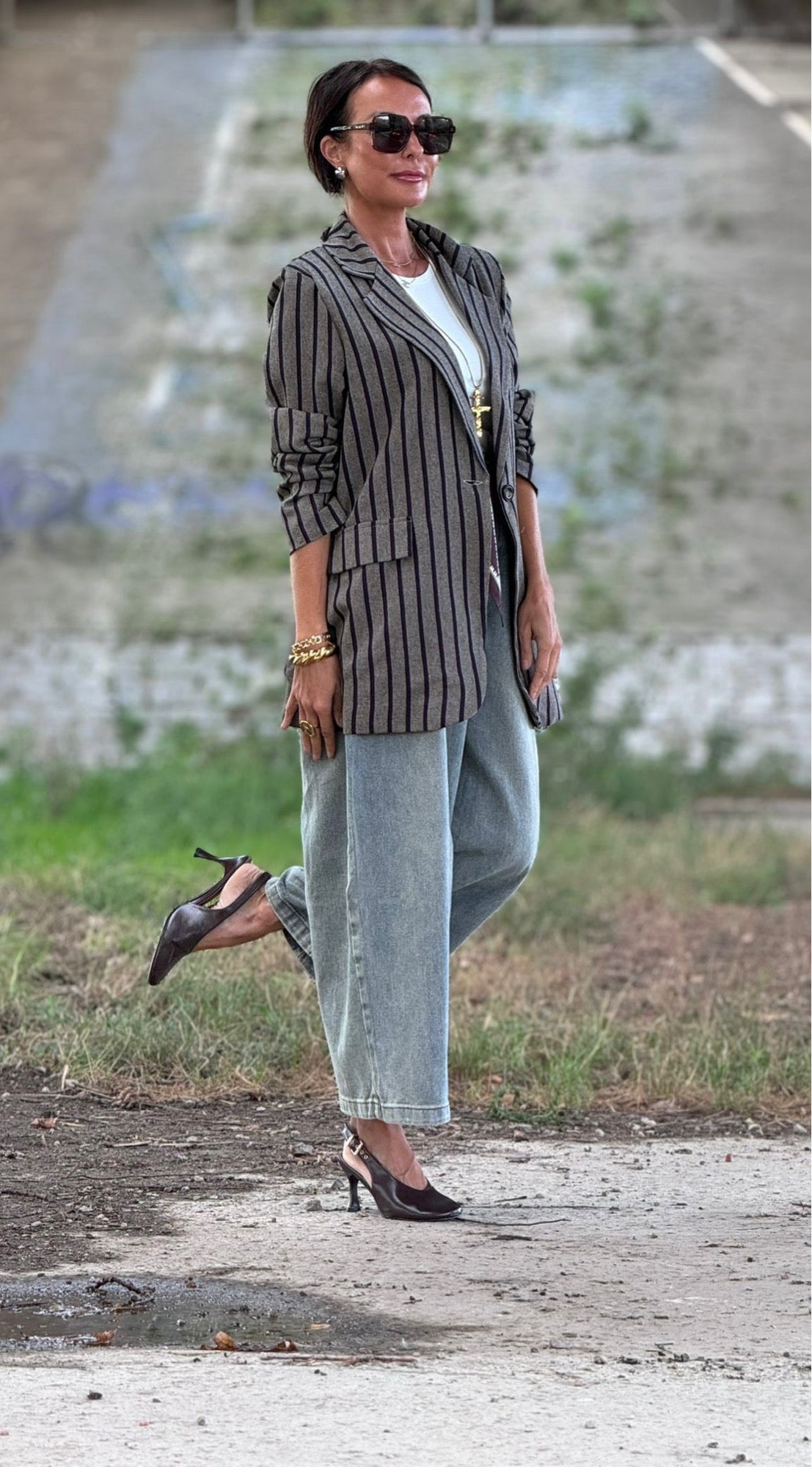 Leona blazer striped grey