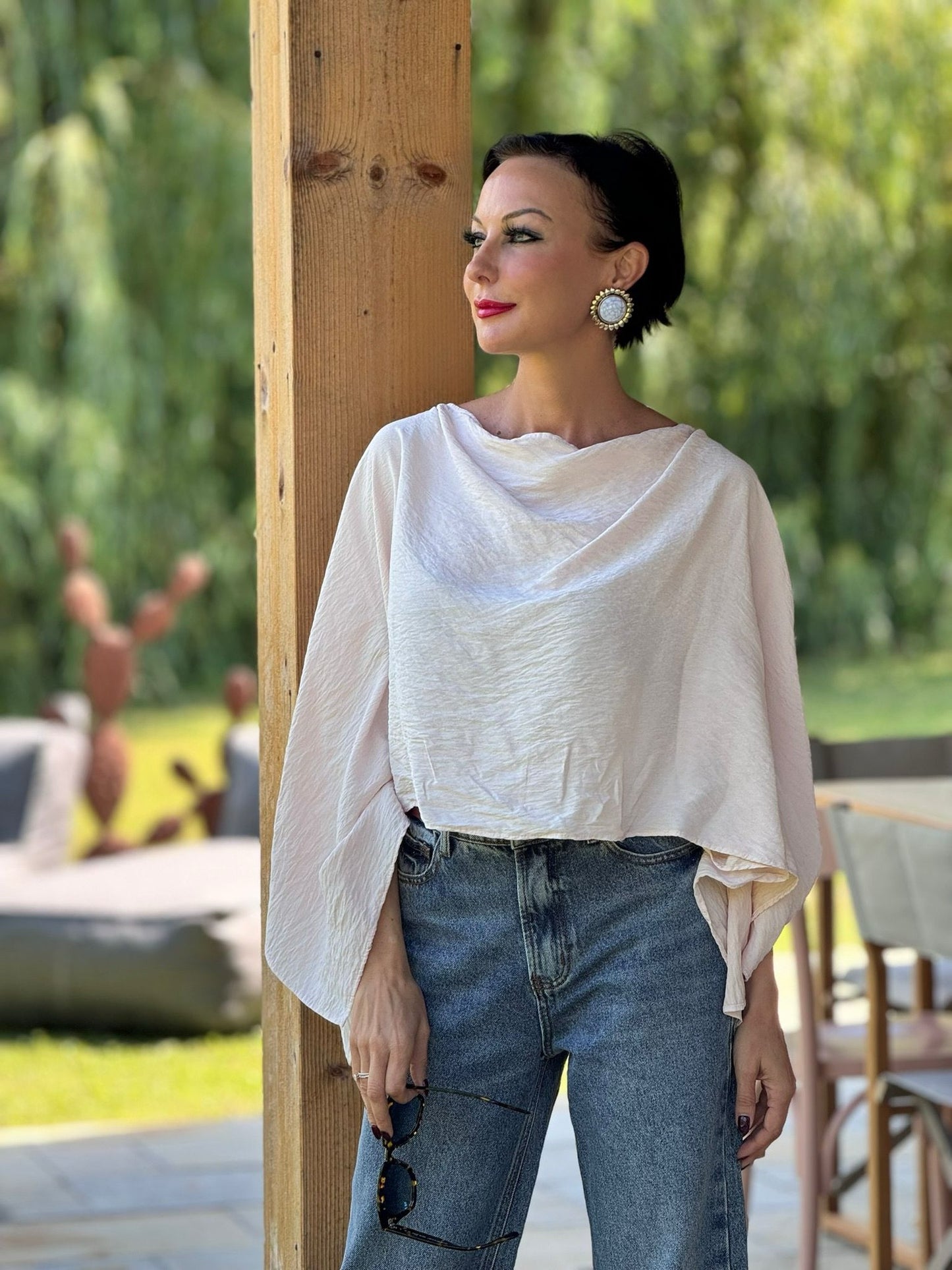 Blouse Leave powder pink