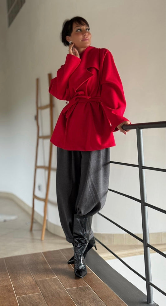 Manteau Zita rouge moyen