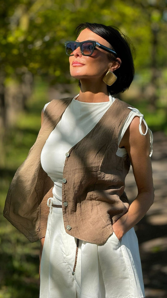 Jacket Ina no arms camel