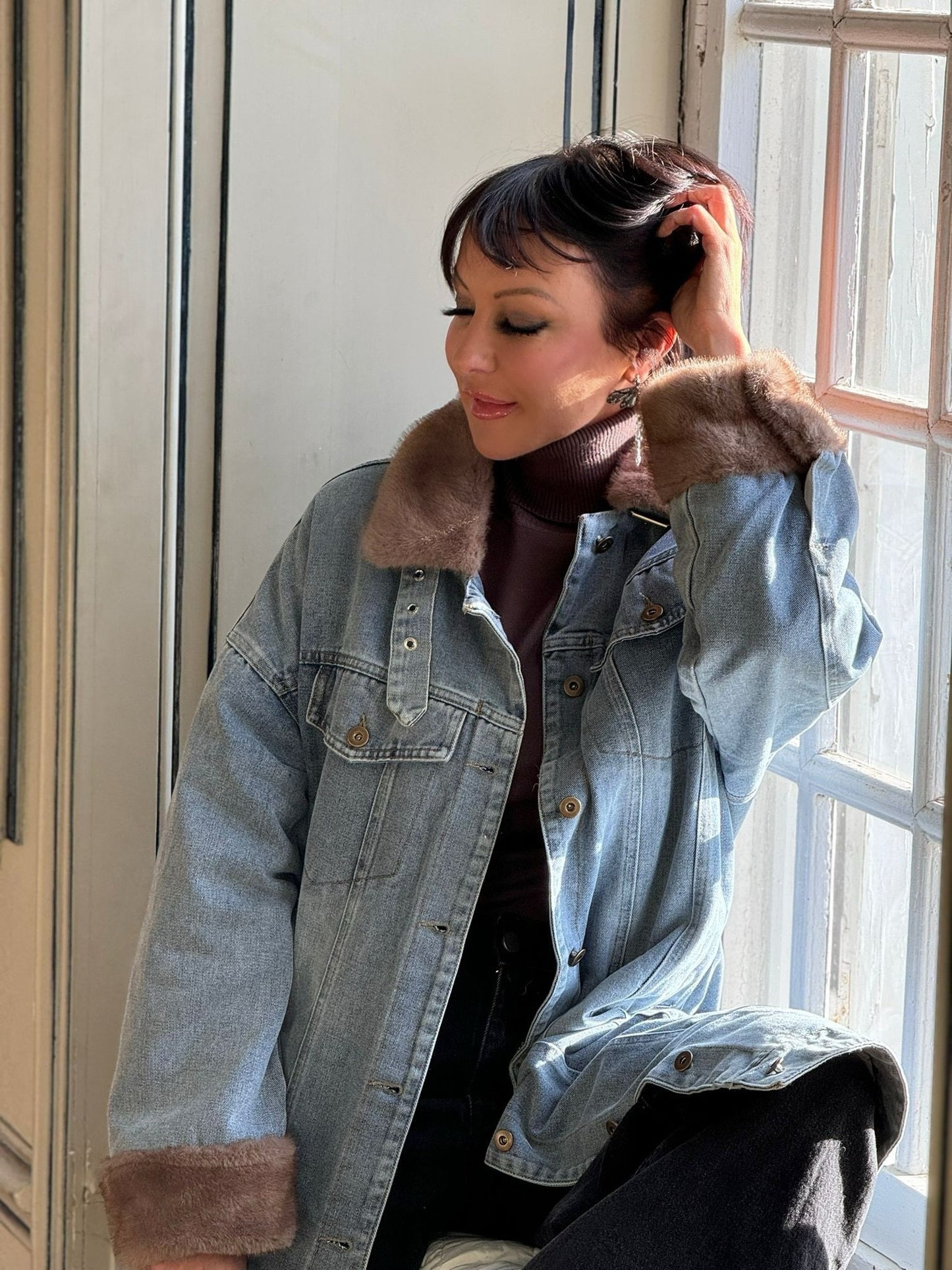 Coat long jeans (gewatteerd)