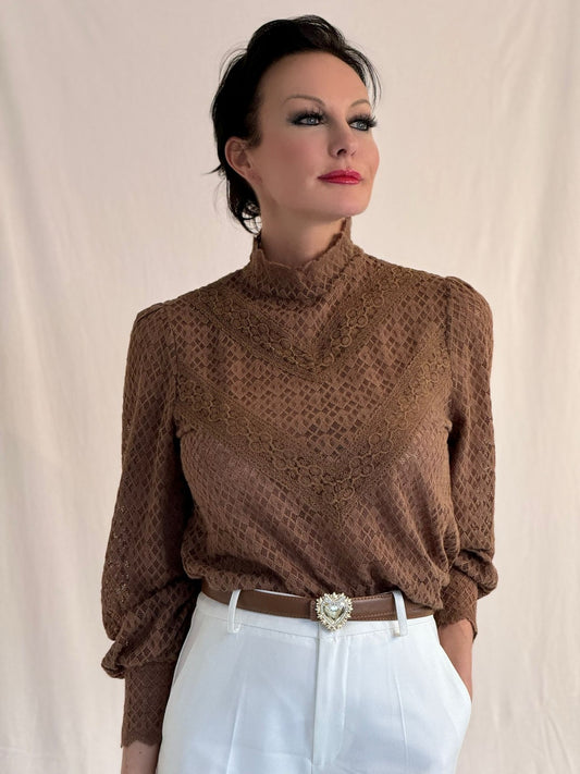 Blouse Jeanne lace coffee