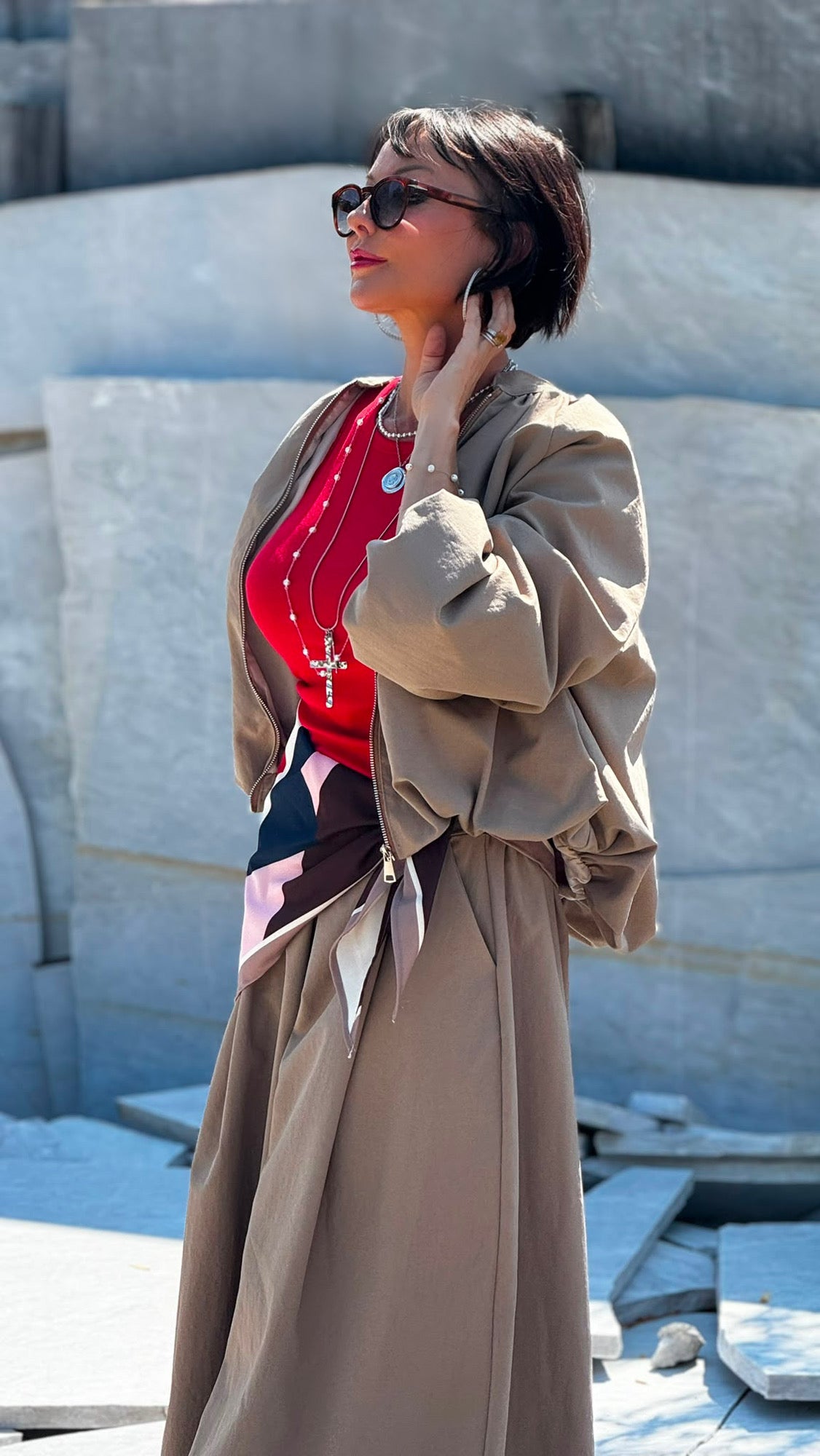 Jacket Lucca incl scarf taupe