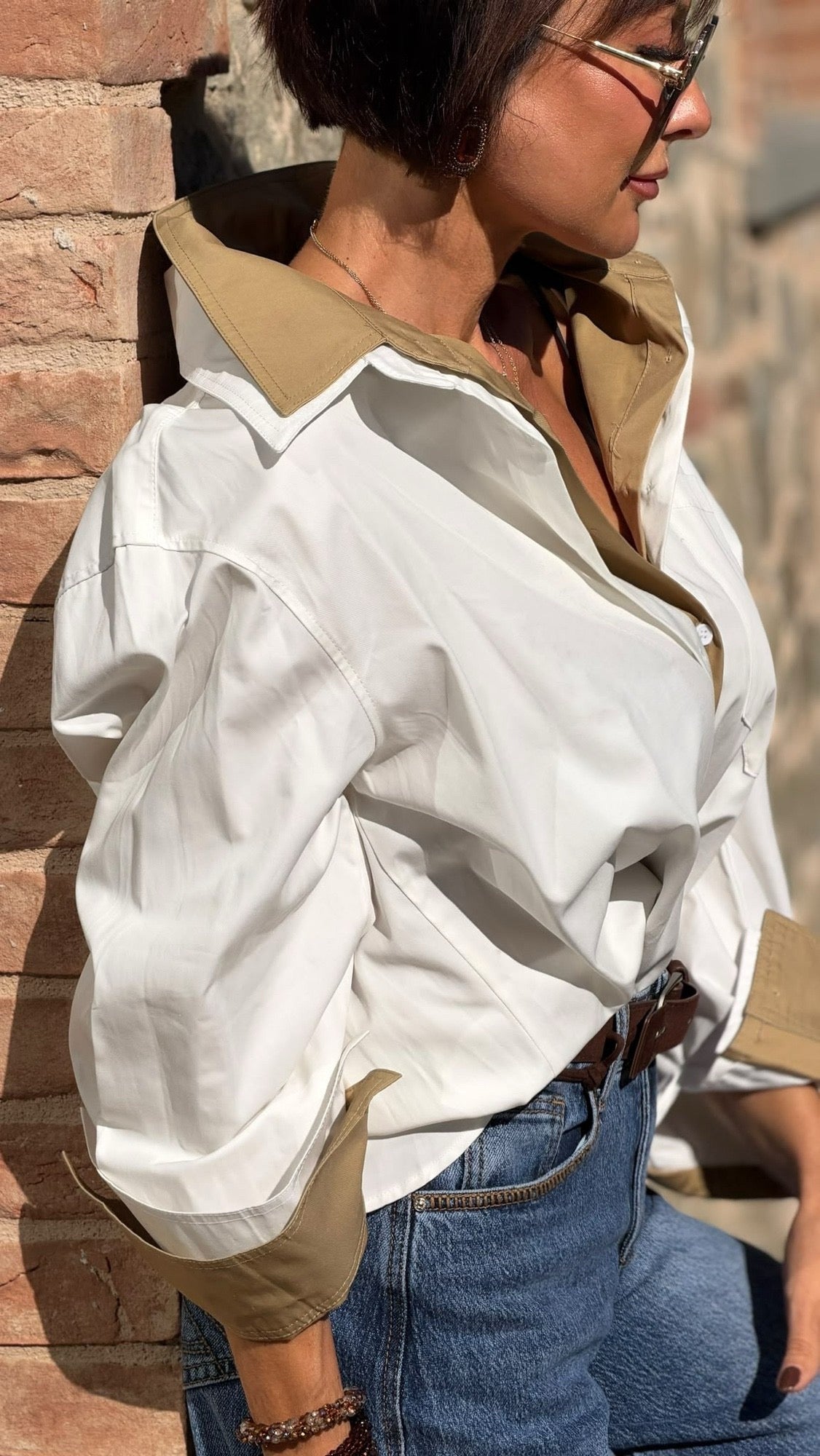 Blouse Deborah white/taupe