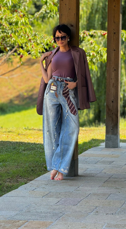 Jeans Lilac tie