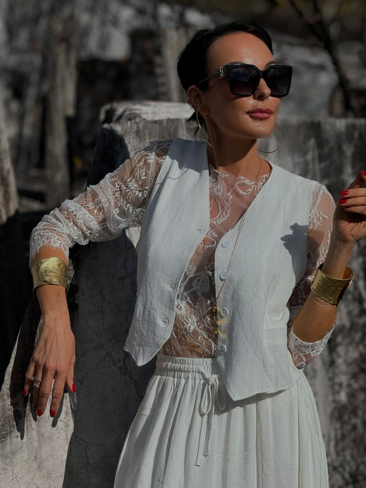 Top Thor lace white