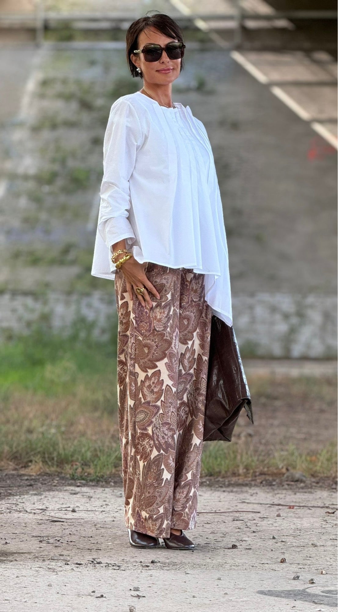 Leona pleated blouse white