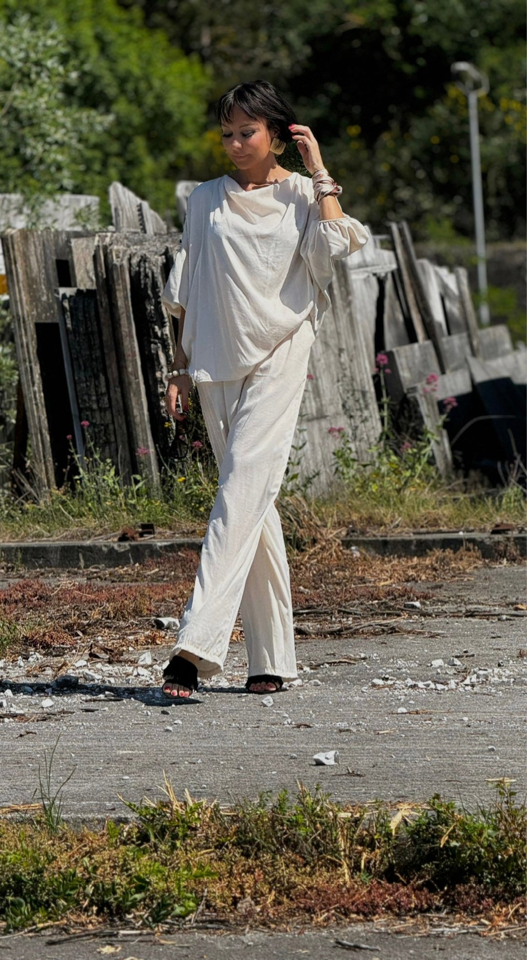 Pants Delphi satine  cream