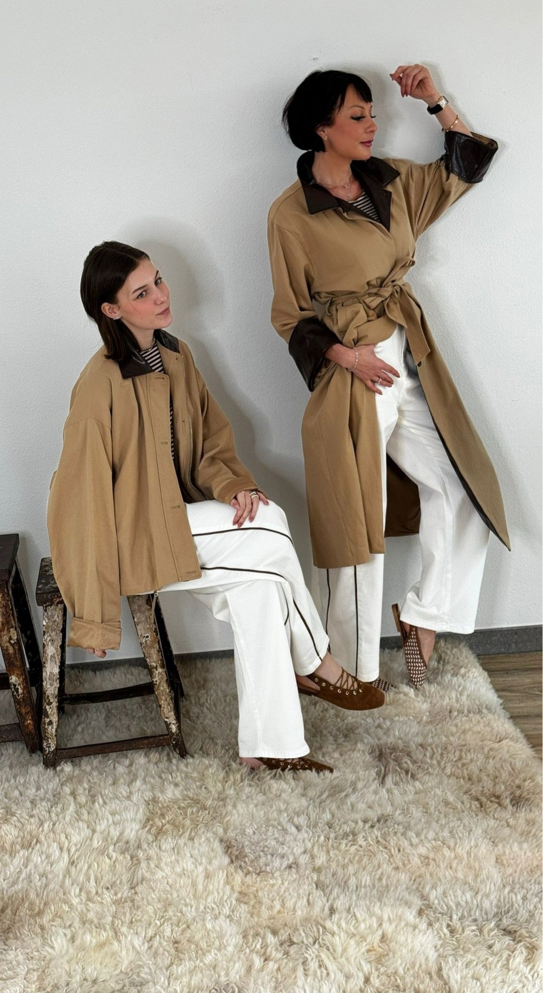 Trench bicolore court