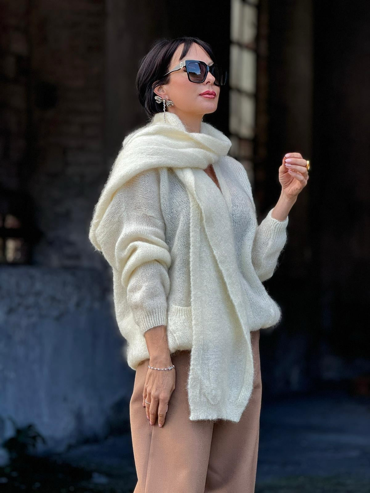 Set pull + scarf Rachel creme