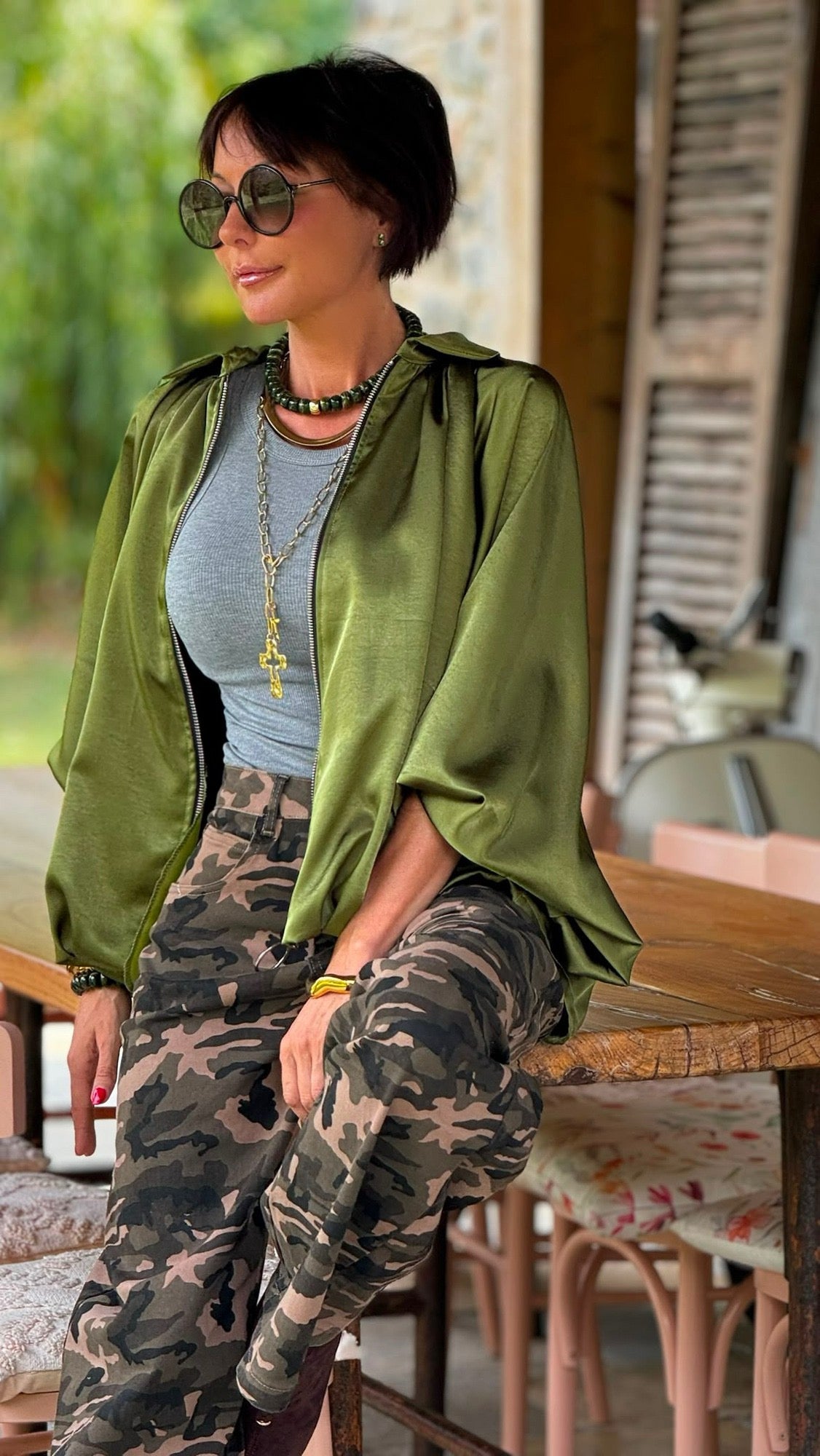 Jacket Stella satin verde
