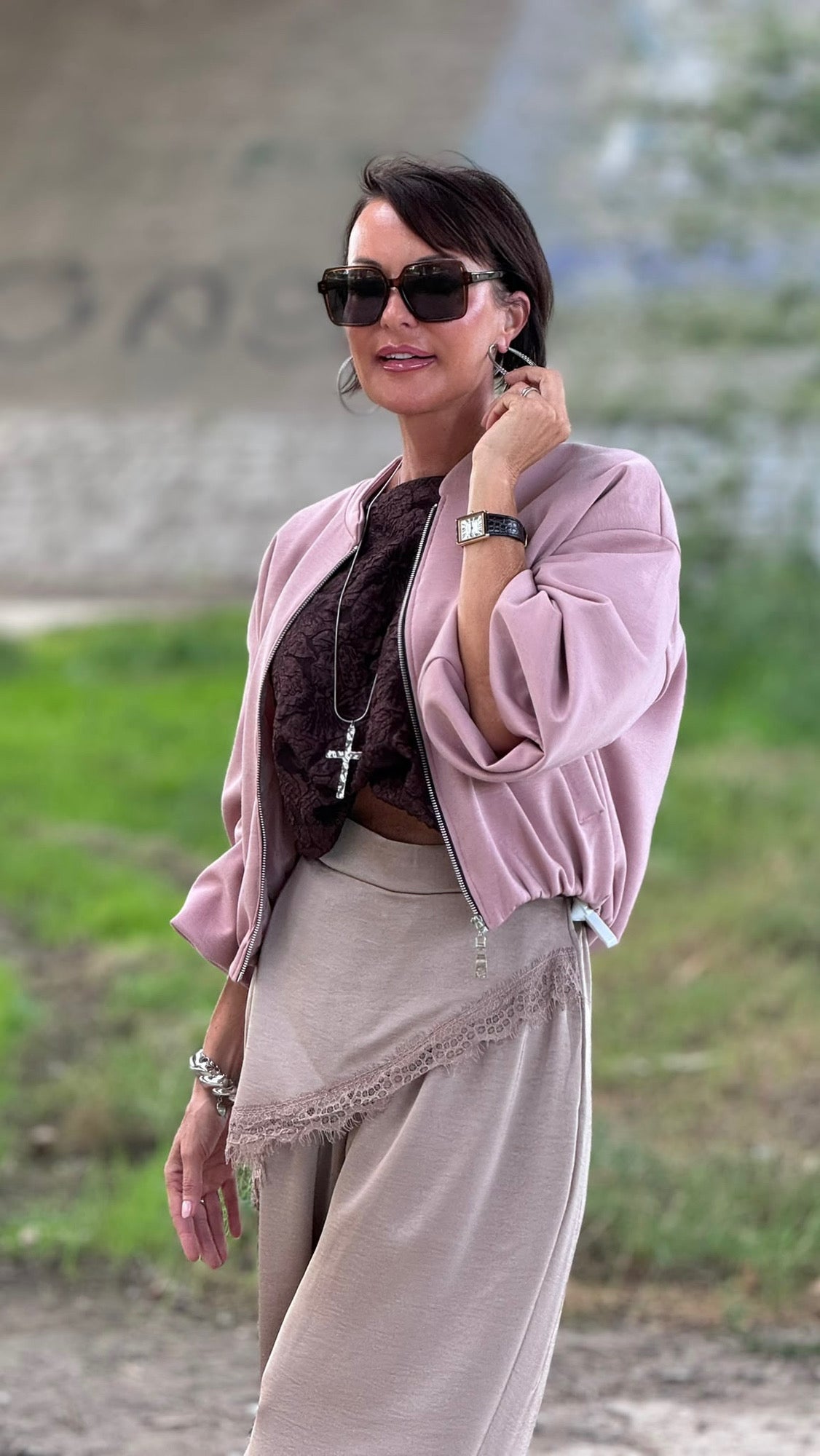 Jacket Donna bomber old pink