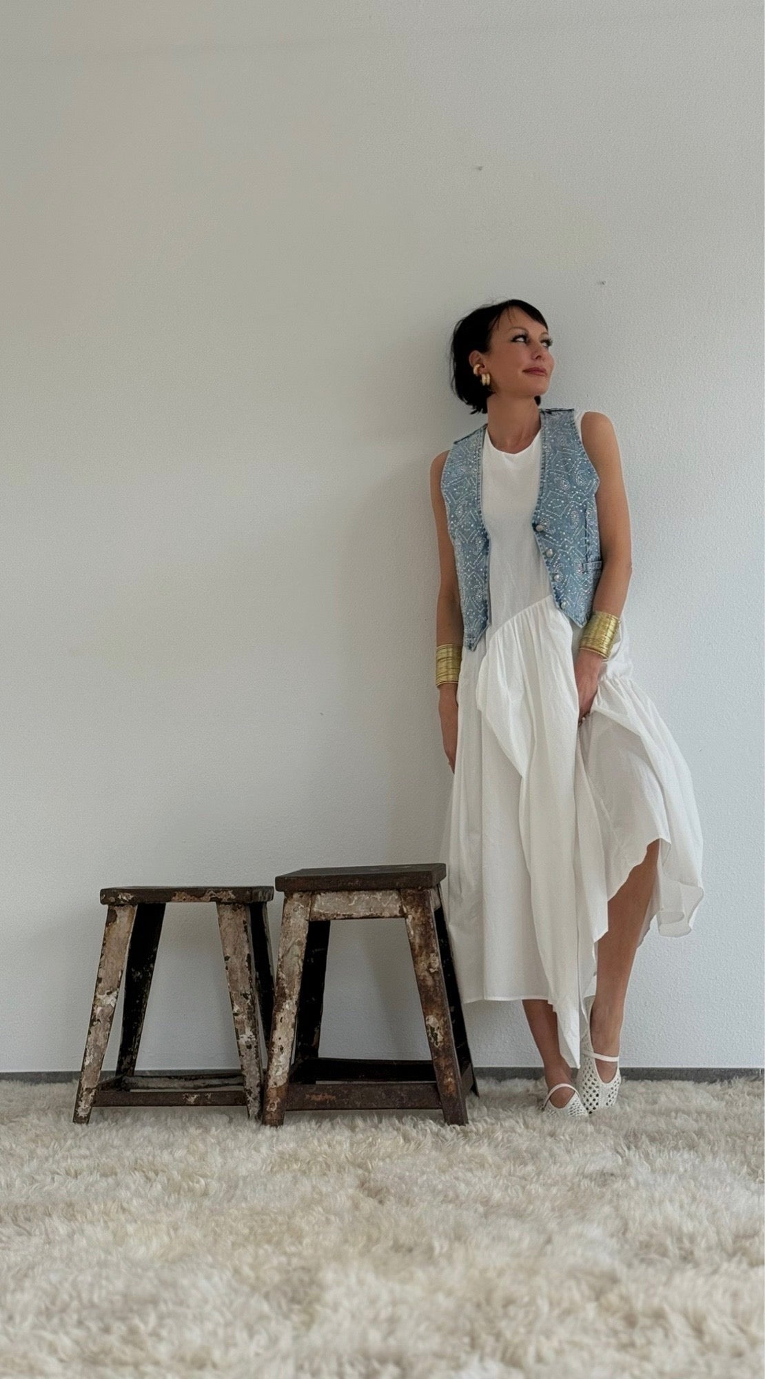 rhinestone denim vest