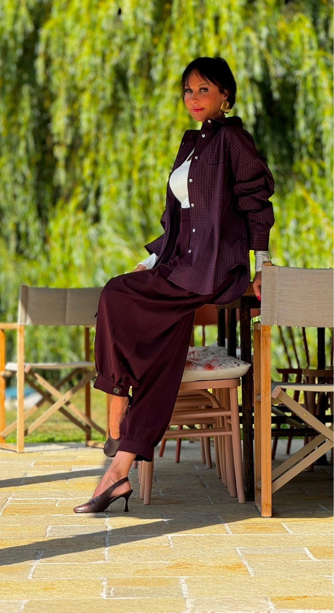 Blouse Evita vichy burgundy